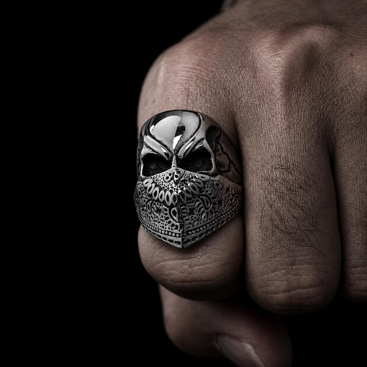 Men's Stainless Steel Biker Ring, Gothic Goddess Statement Jewelry, Alternative Style Sizes 9-13