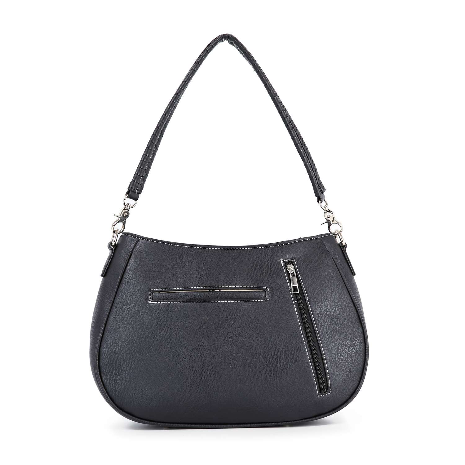 Stud and Chain Accented Skull Hobo Handbag