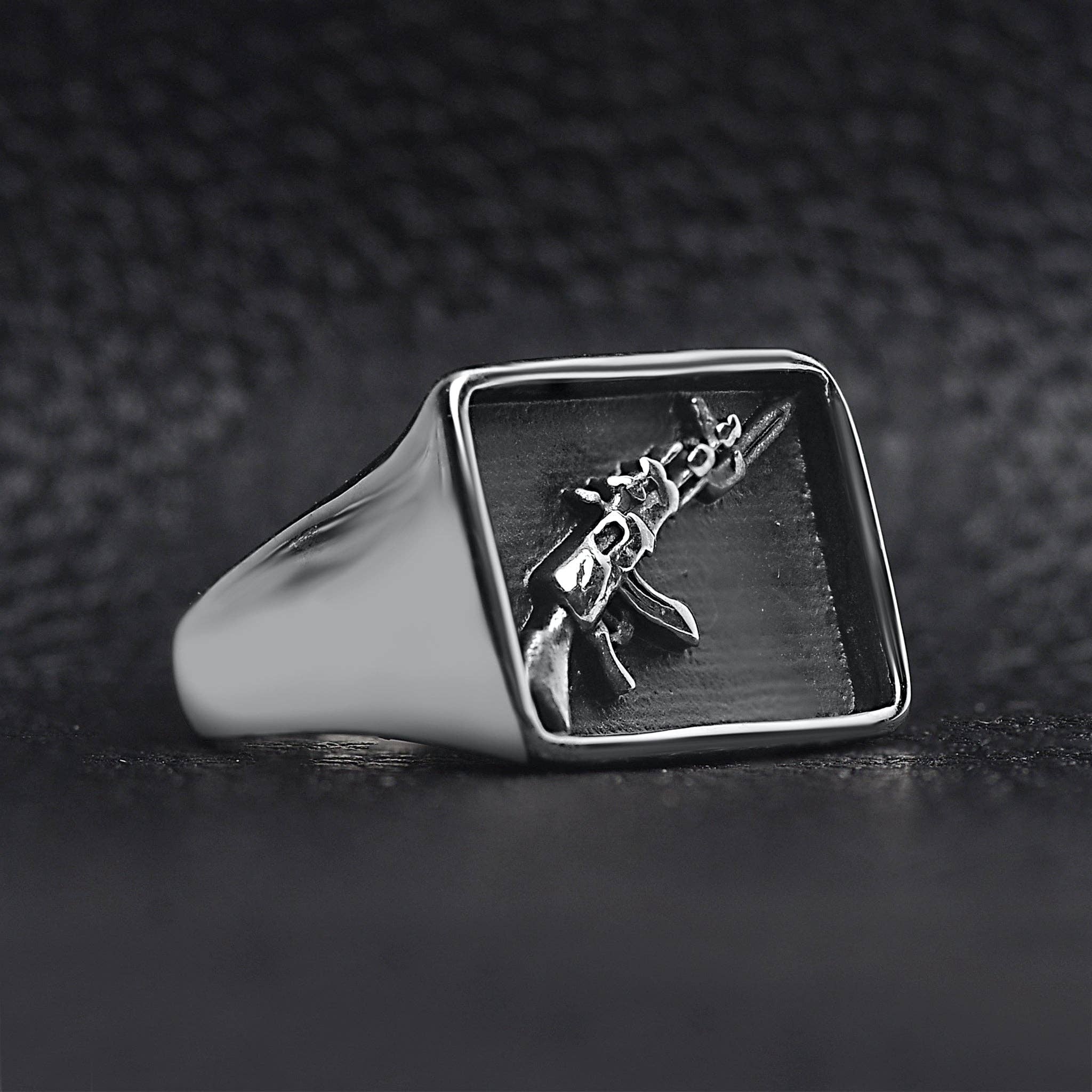 A2 Mens Titanium Sons of Anarchy Biker Rings - Biker Jewelry for Him - Cool Gifts for Motorcycle Enthusiast