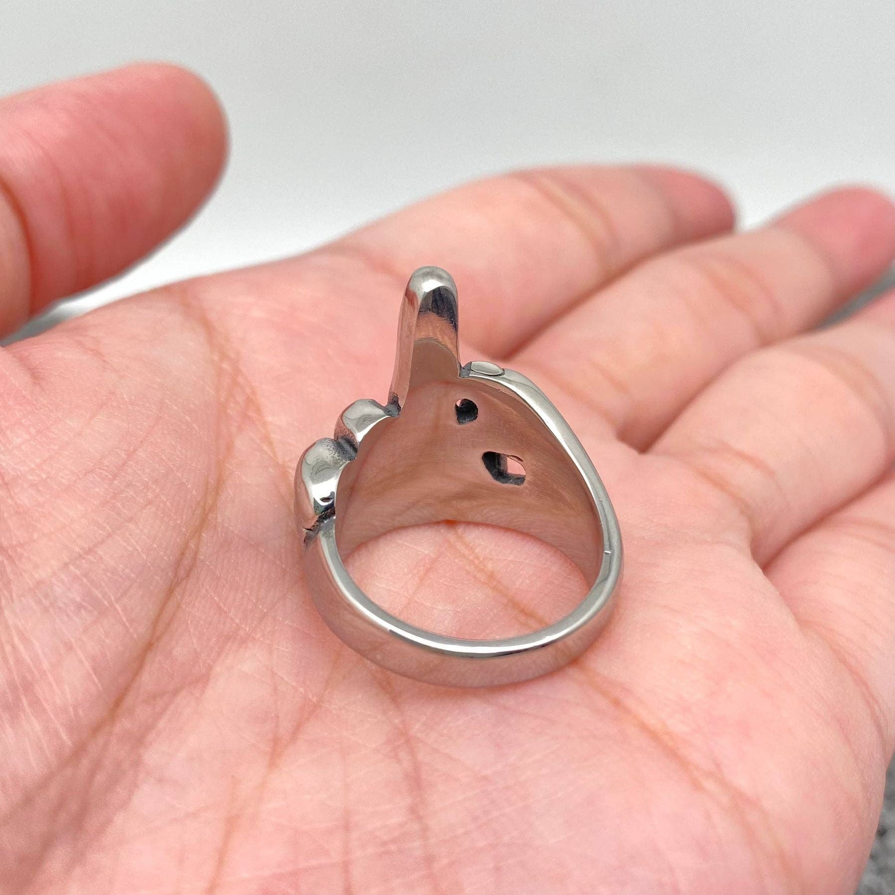 Men's Stainless Steel 'Fuck' Biker Ring - Bold MC Design