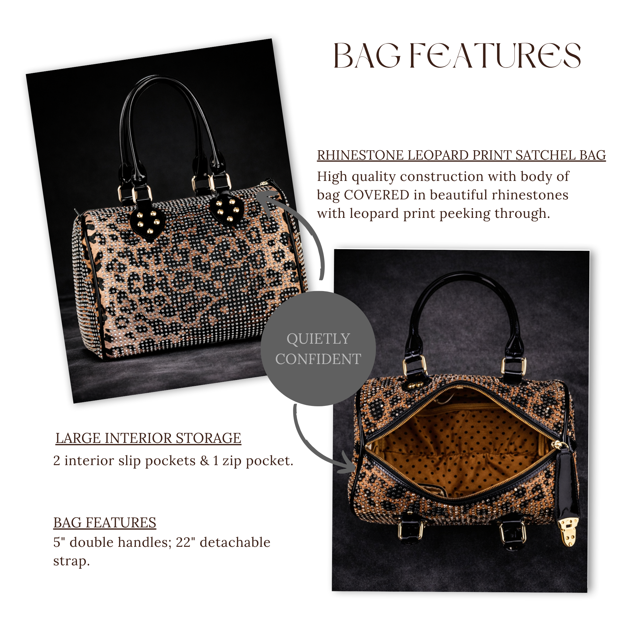 Rhinestone Leopard Print Satchel, Sparkly Statement Shoulder Bag, Glam Party Purse