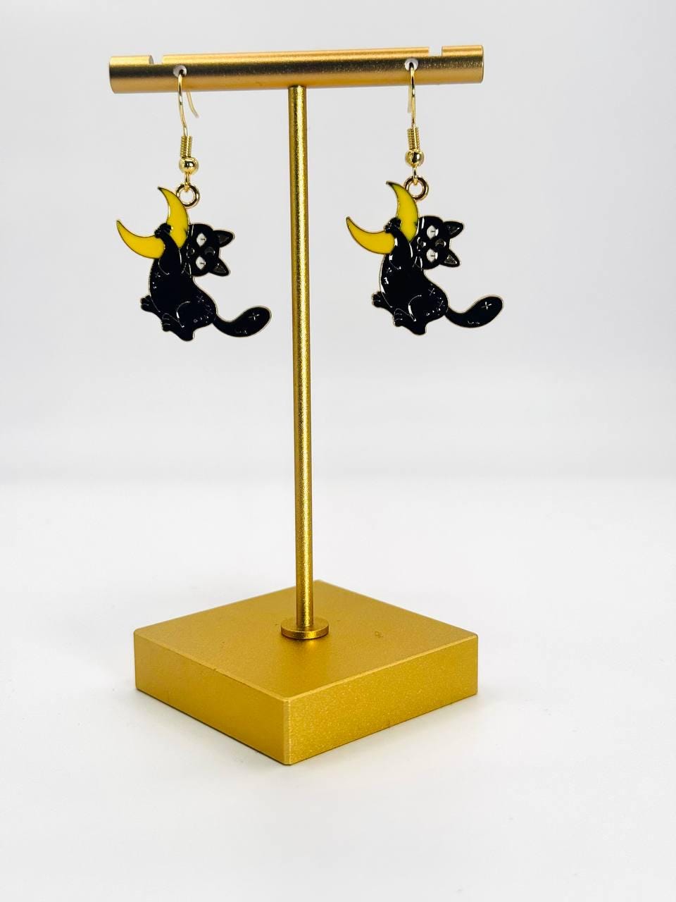 Black Cat Earrings: Halloween Goth Jewelry, Spooky Feline Gift