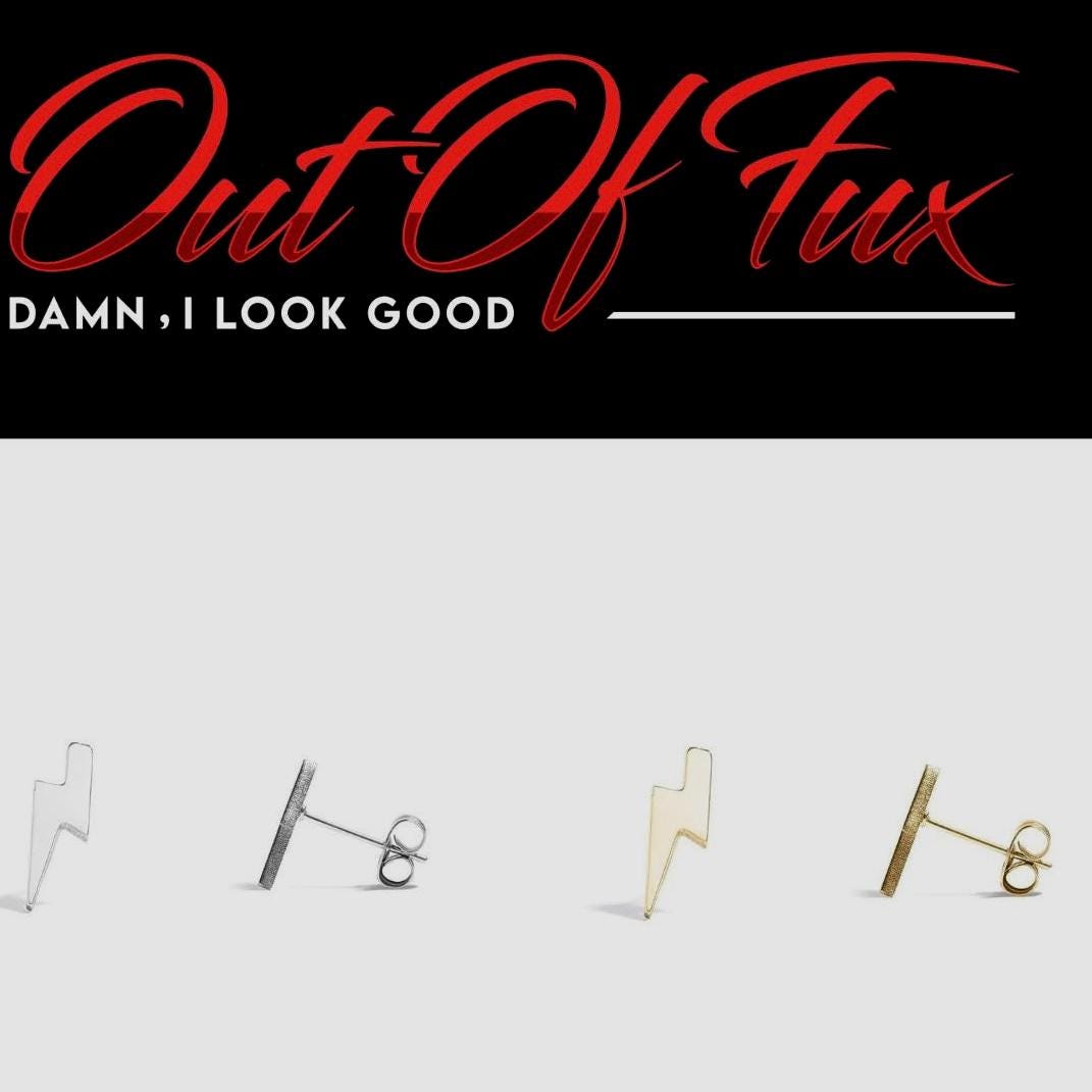 Gold or Silver Lightning Bolt Stud Earrings: Hypoallergenic Everyday Jewelry for Biker Women