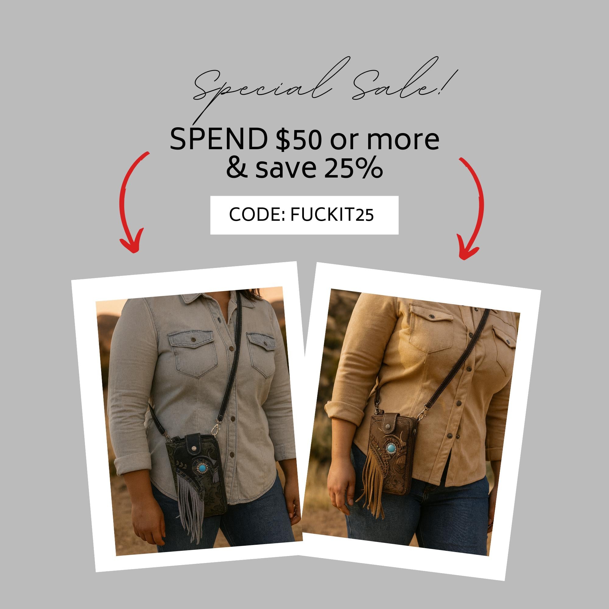 Western Tooled Leather Crossbody Wallet with Fringe and Turquoise Detail