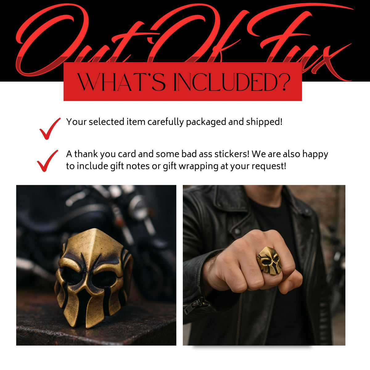 Stainless Steel Biker Skull Ring: Antique Brass Warrior Helmet Design