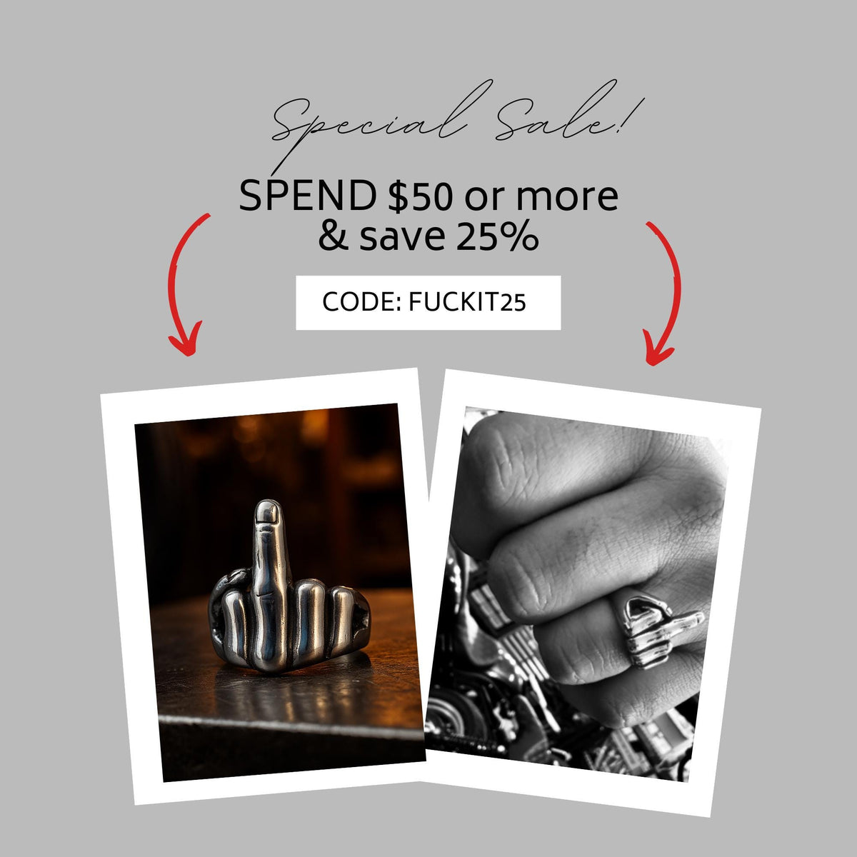 F*ck Off Stainless Steel Middle Finger Ring: Bold Biker Jewelry for Men
