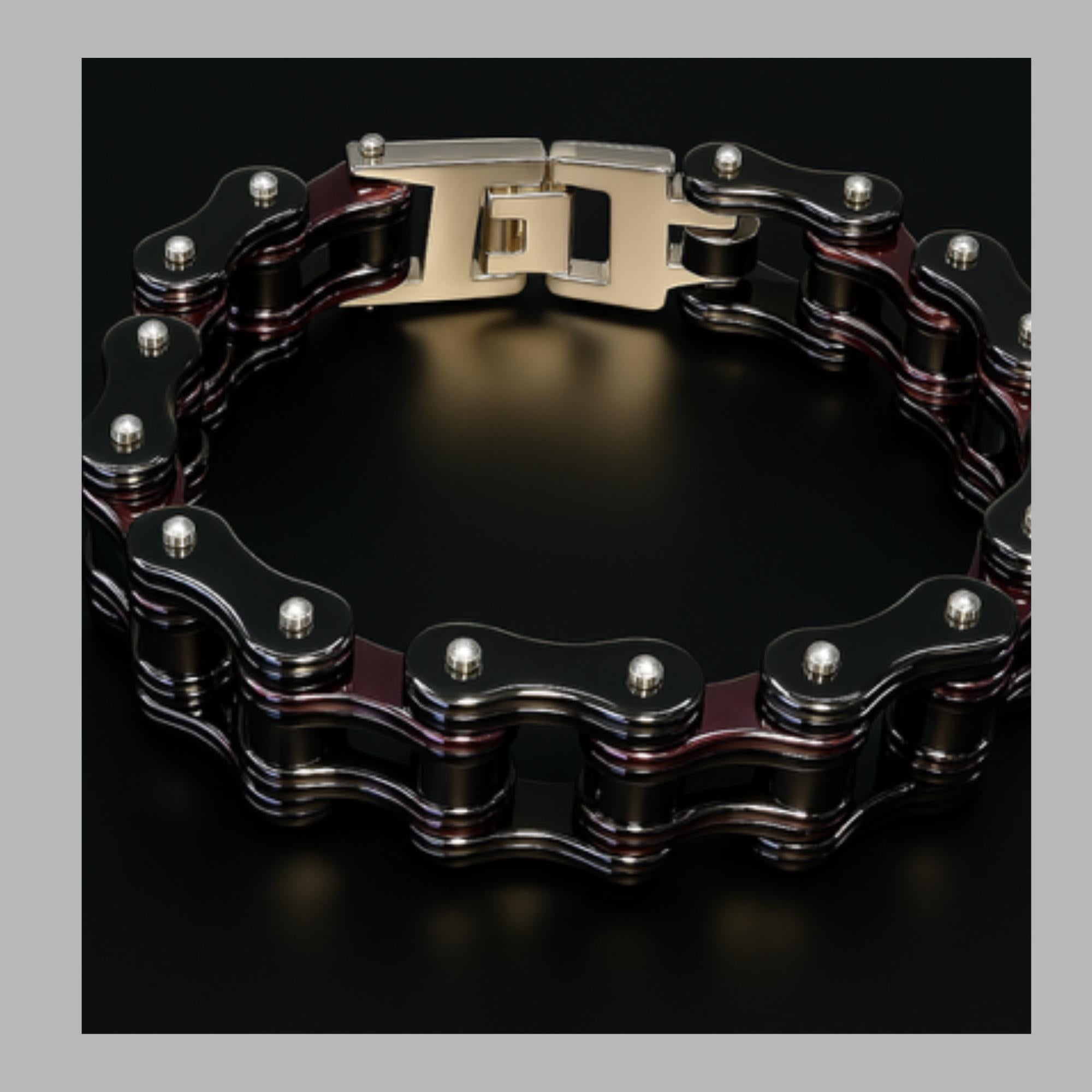 Black & Purple Biker Chain Bracelet: Heavy Steel Jewelry for Men