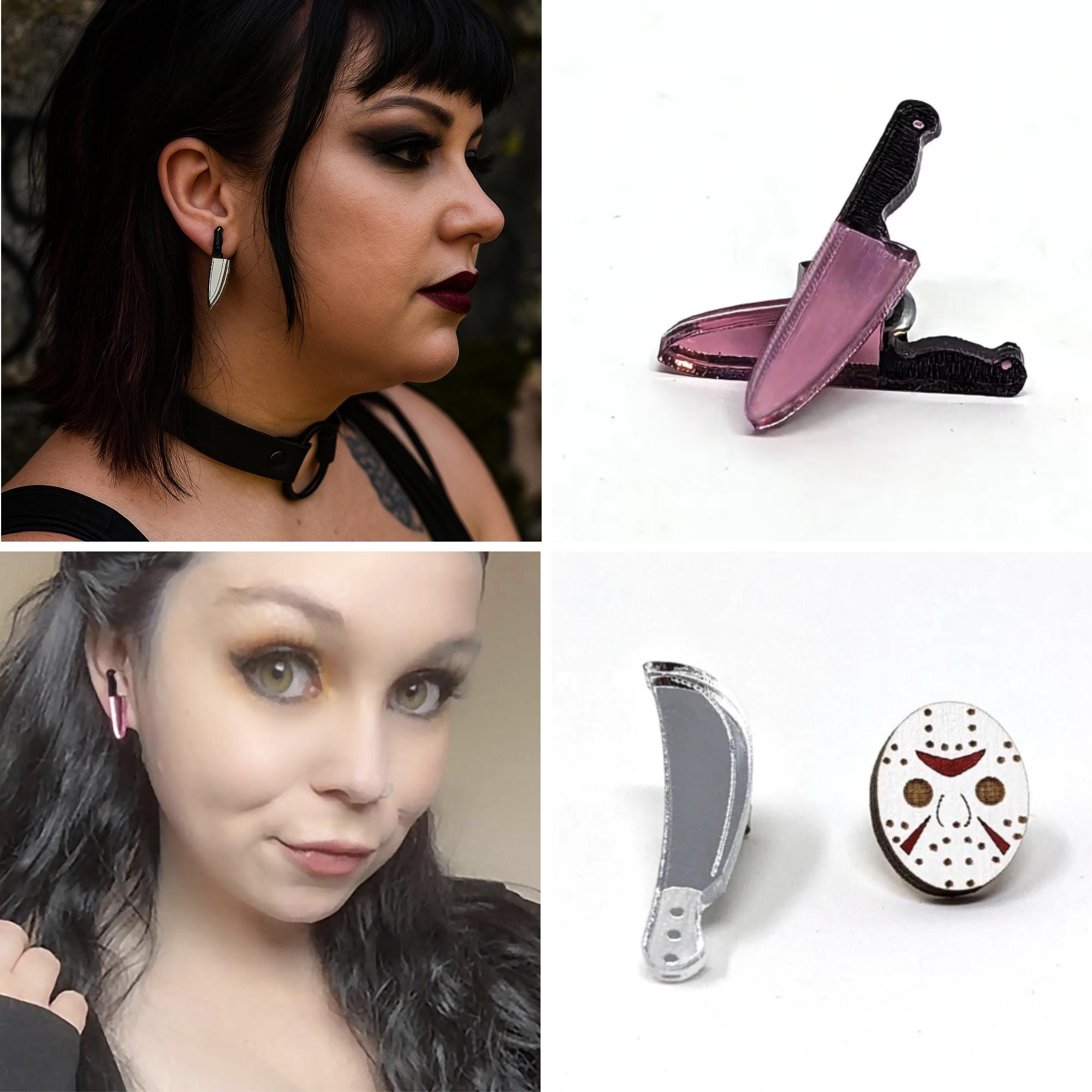 Horror Knife Earrings: Handmade Goth Punk Studs for Alternative Style Lovers