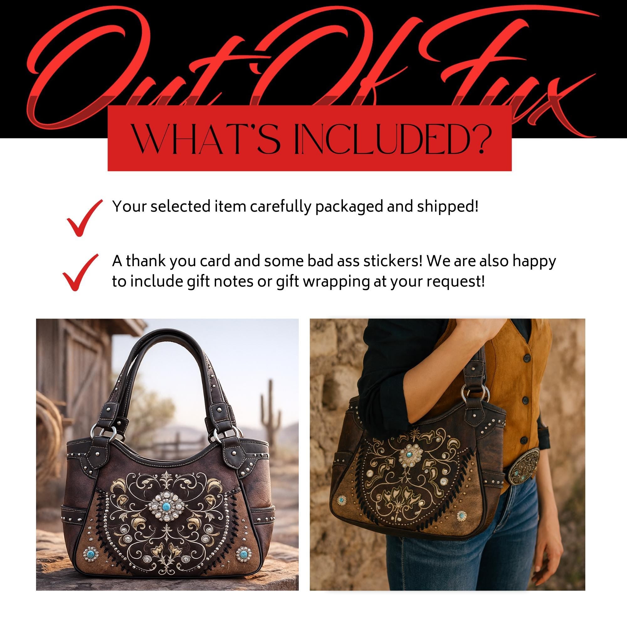 Western Embroidered Shoulder Bag with Turquoise Concho, Faux Leather Boho Purse for Everyday Use