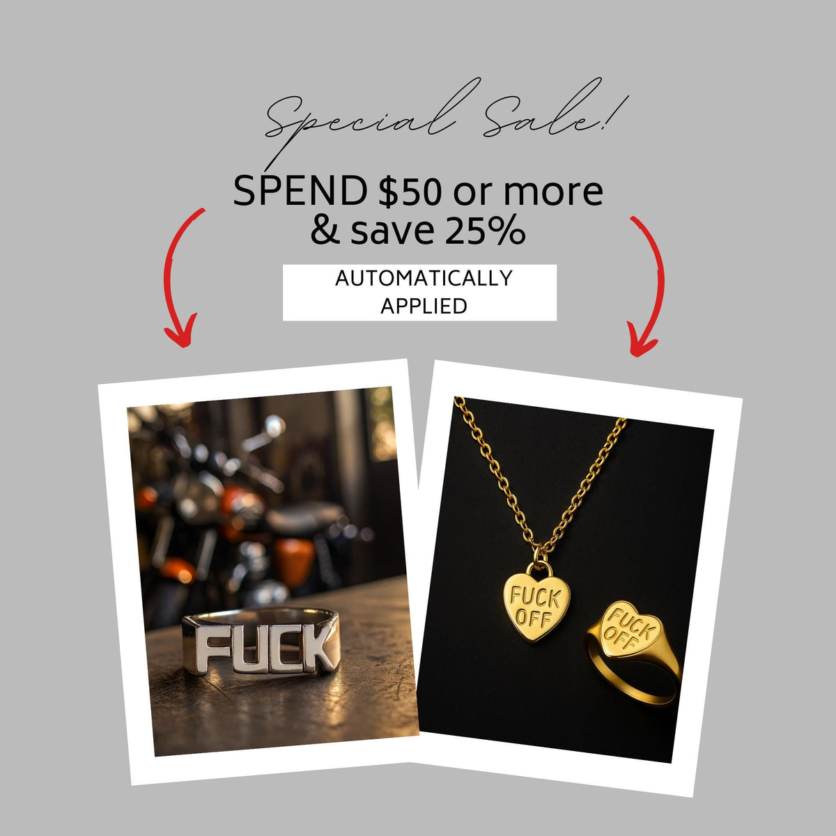 Fuck Surgical Steel Statement Ring: Bold Attitude Jewelry for Biker Men and Women