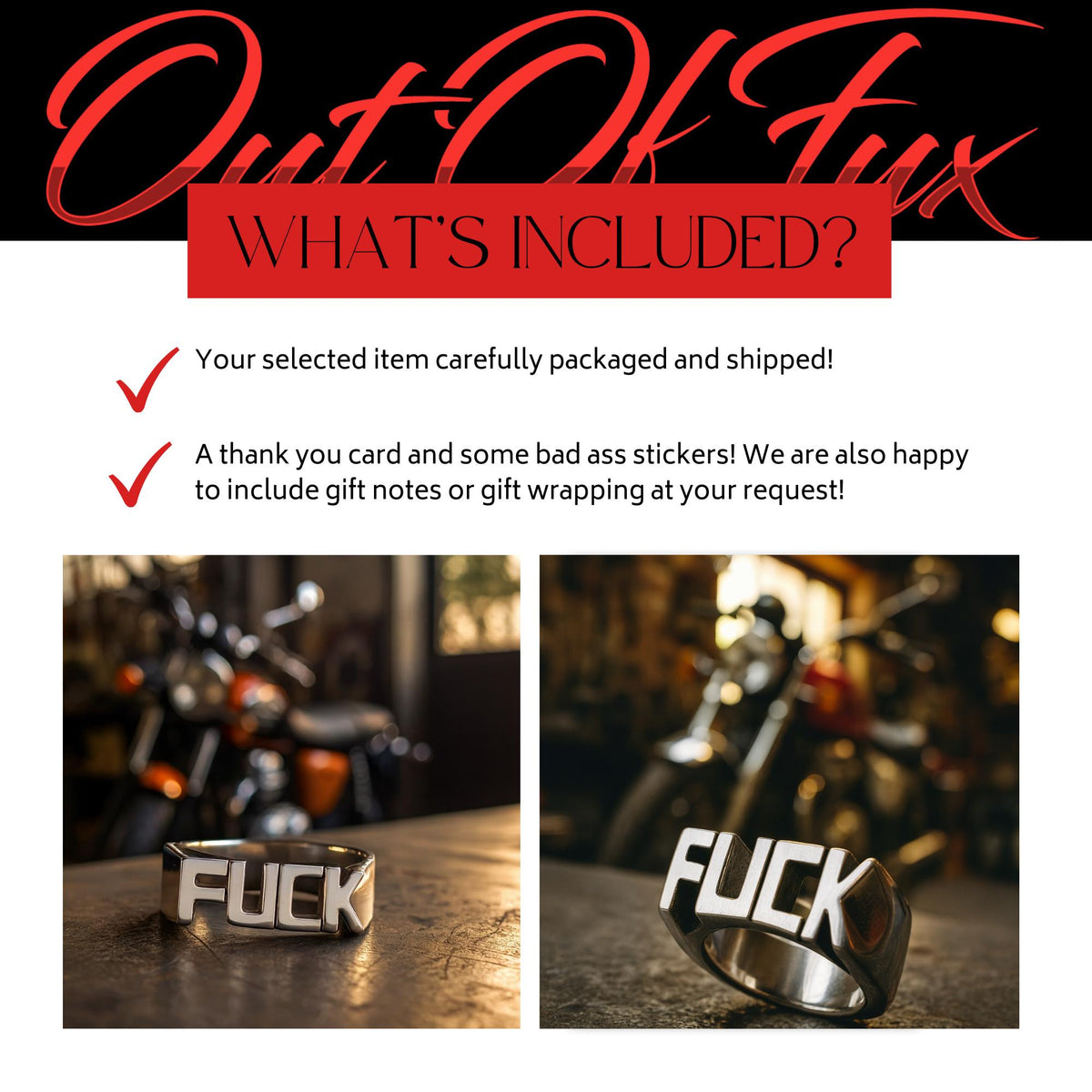 Fuck Surgical Steel Statement Ring: Bold Attitude Jewelry for Biker Men and Women