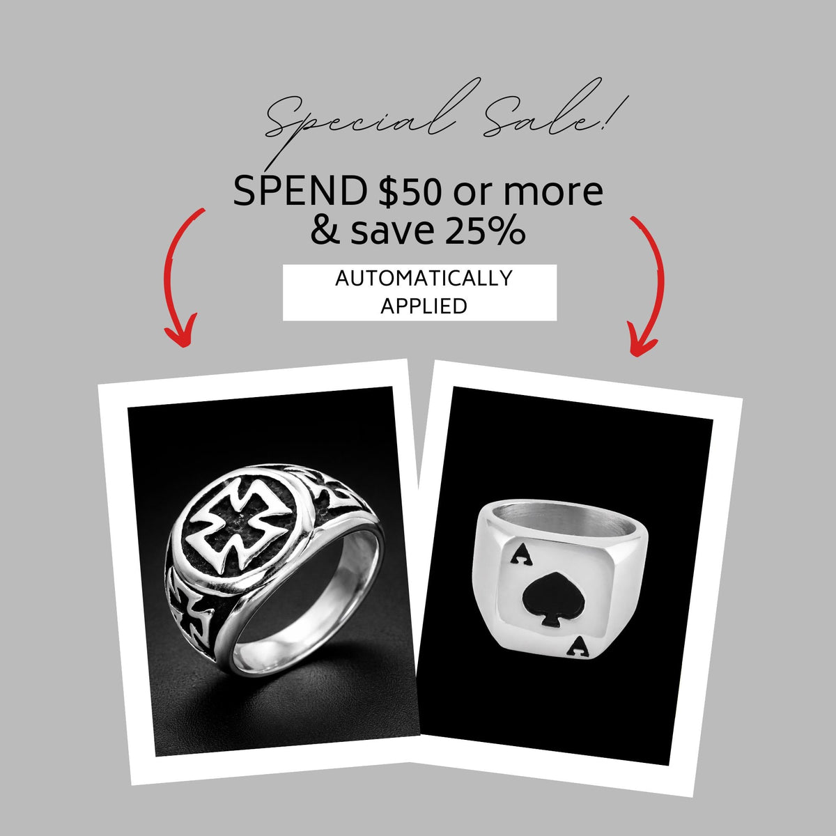 Ace of Spades Stainless Steel Signet Ring for Men, Bold Spade Symbol Statement Ring