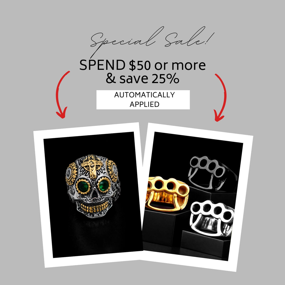 Stainless Steel Brass Knuckle Ring for Men, Bold Biker Statement Jewelry