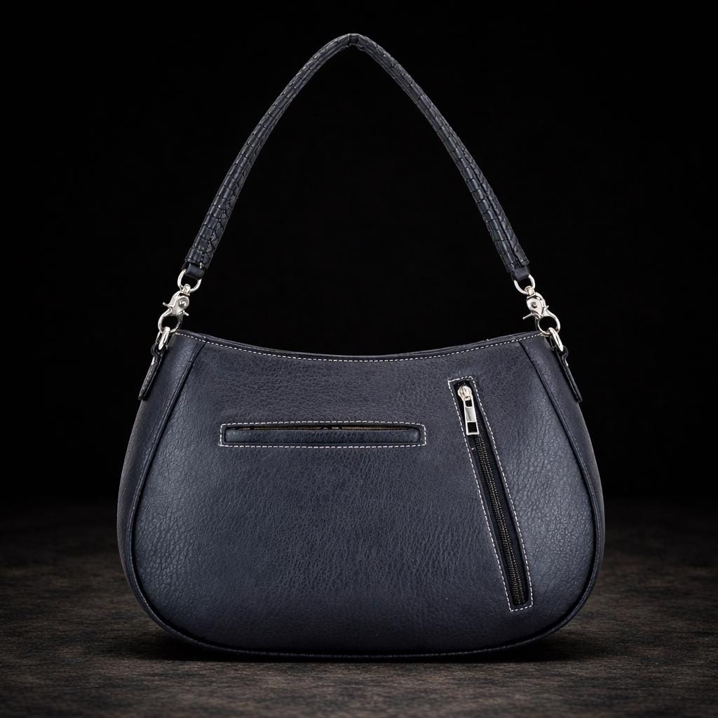 Black Faux Leather Skull Handbag: Studded Biker Style Shoulder Bag