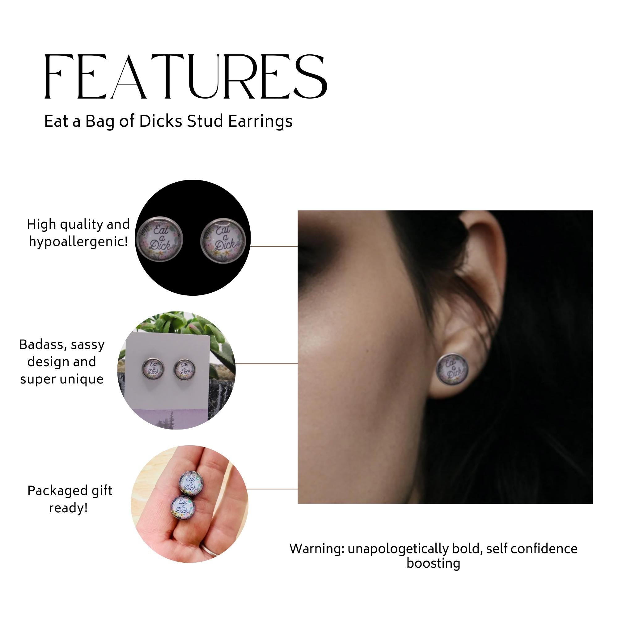 Spicy Floral Stud Earrings: Funny Stainless Steel Jewelry for Women