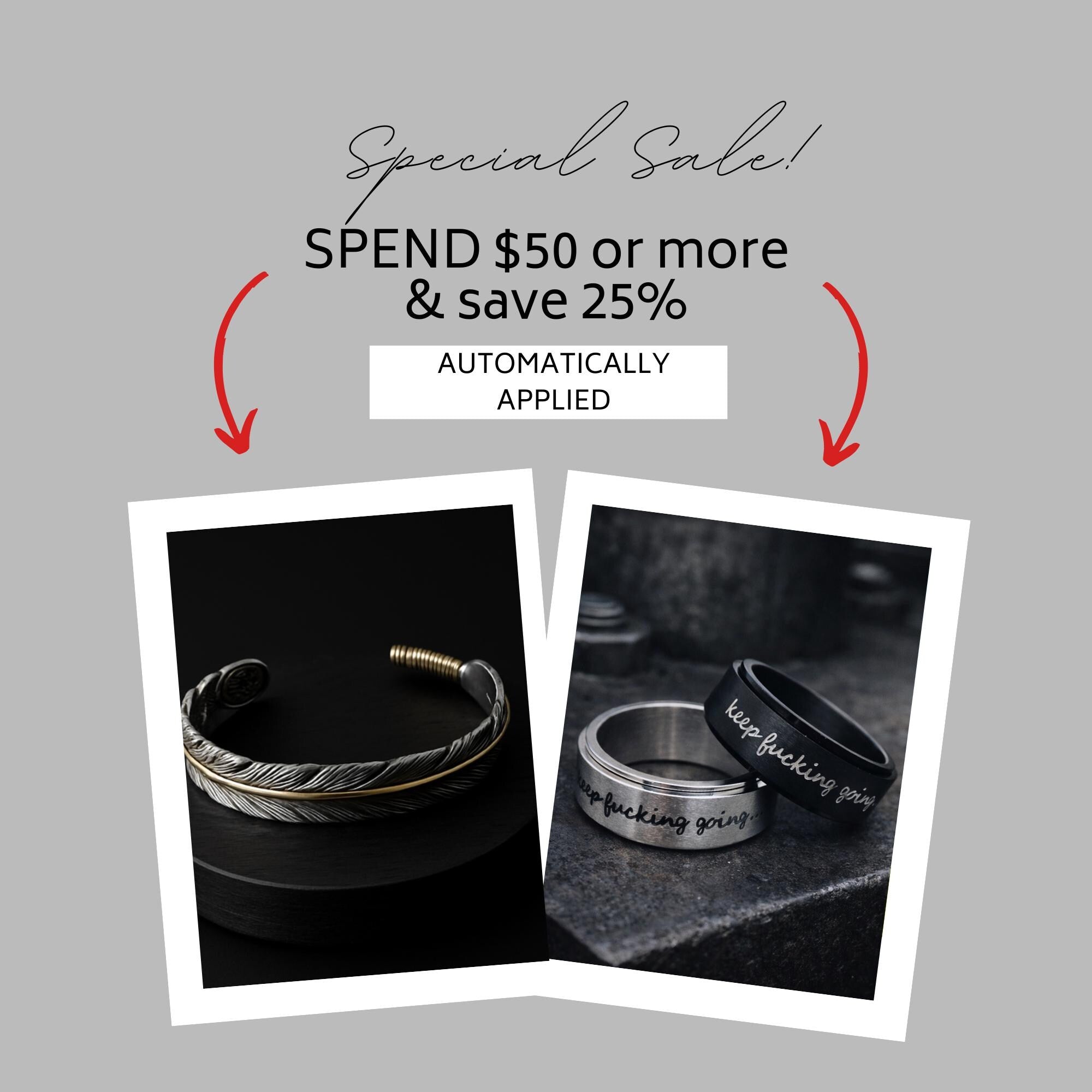 Keep Fucking Going Spinner Ring, Stainless Steel Rotating Motivational Ring for Women