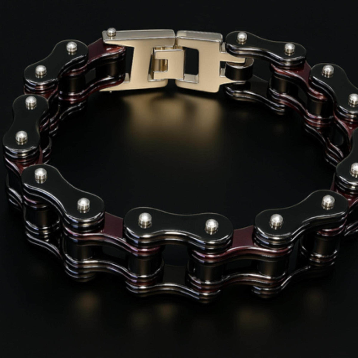 Black & Purple Biker Chain Bracelet: Heavy Steel Jewelry for Men