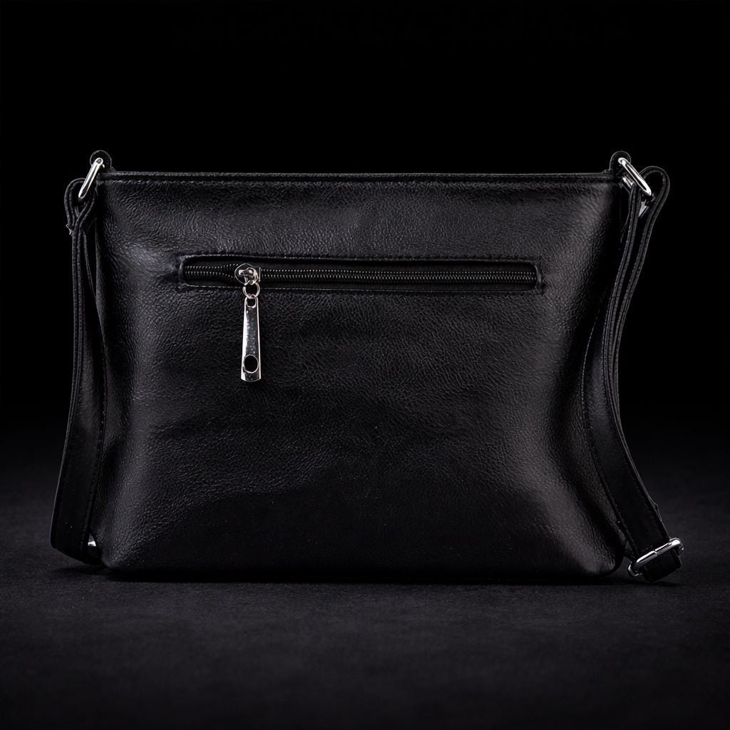 Black Leather Fringe Crossbody: Studded Rocker Boho Statement Bag