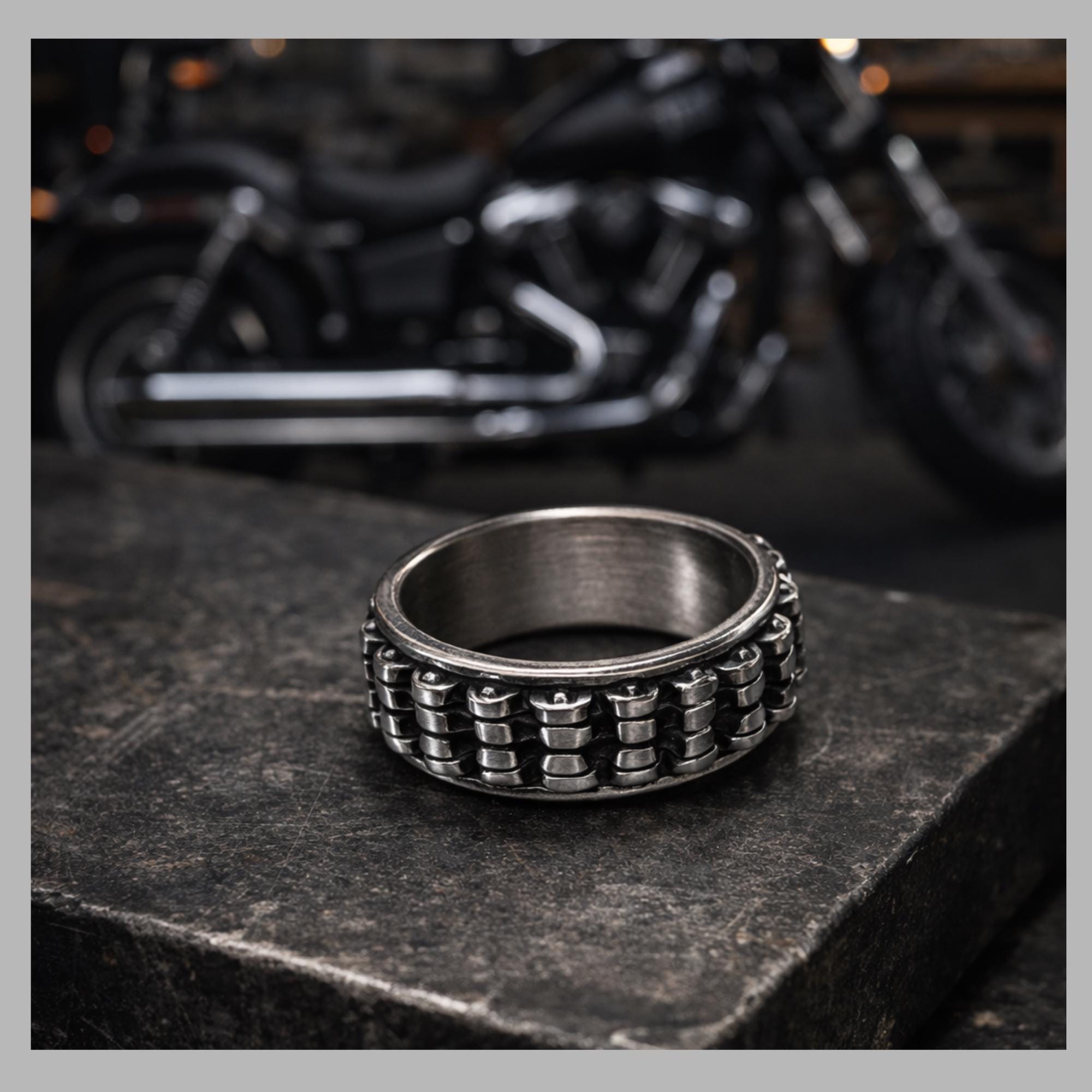 Motorcycle Chain Ring for Men, Durable Biker Style Band