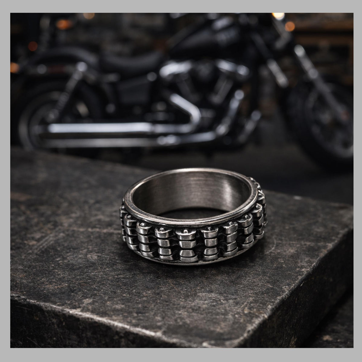Titanium Motorcycle Chain Ring for Men, Durable Biker Style Band