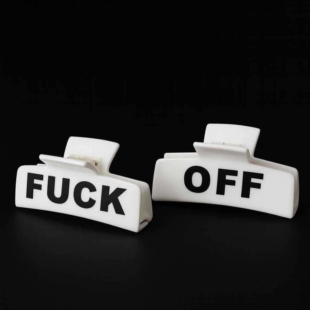 Edgy 'Fuck Off' Hair Clip: Bold Rebel Accessory