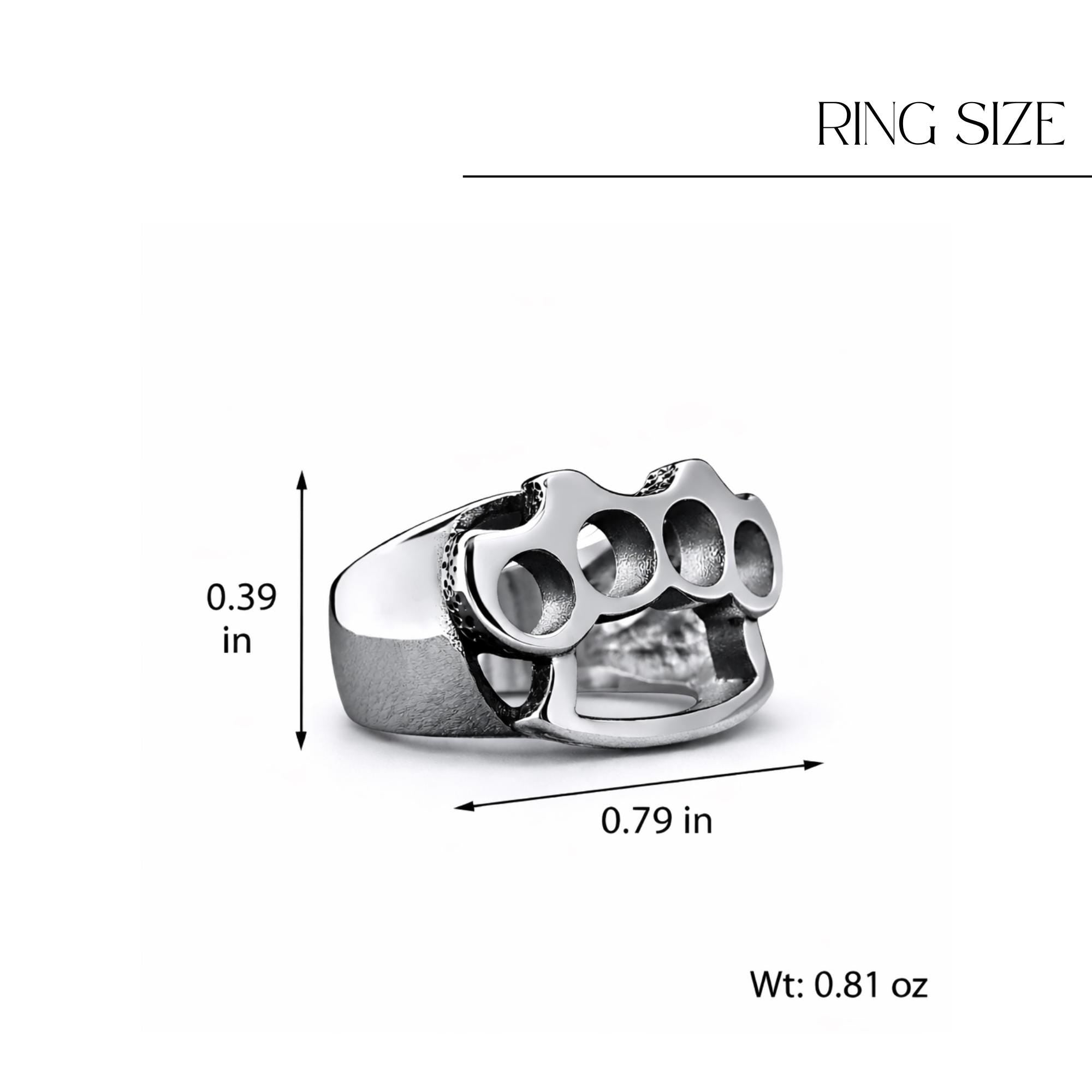 Stainless Steel Brass Knuckle Ring for Men, Bold Biker Statement Jewelry