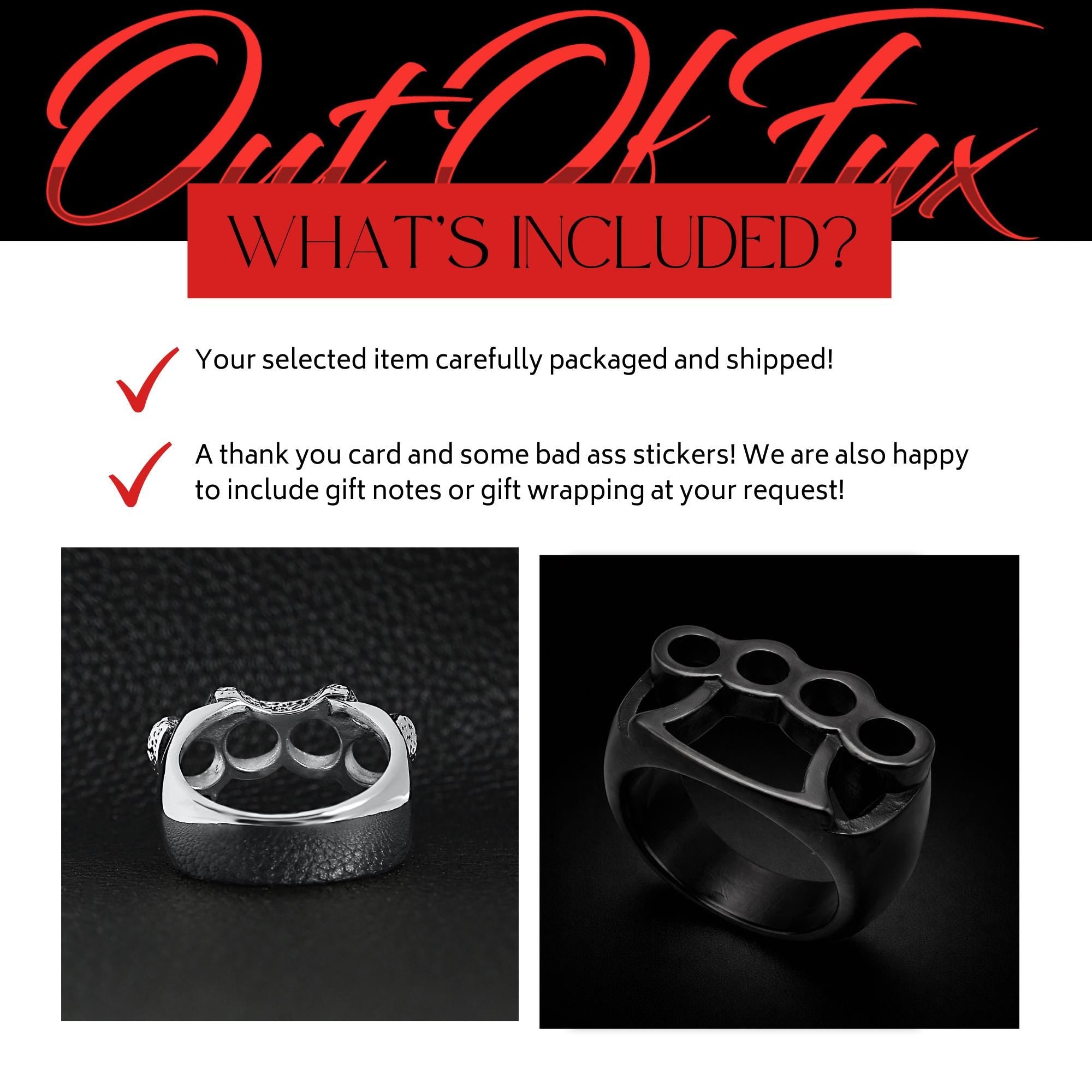 Stainless Steel Brass Knuckle Ring for Men, Bold Biker Statement Jewelry