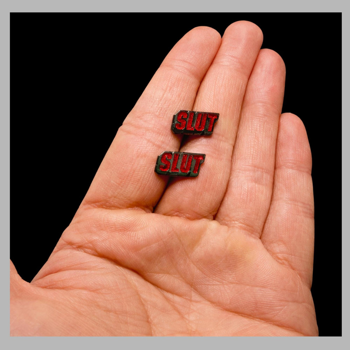 Red Sparkle Bachelorette Stud Earrings, Bold Stainless Steel Statement Jewelry
