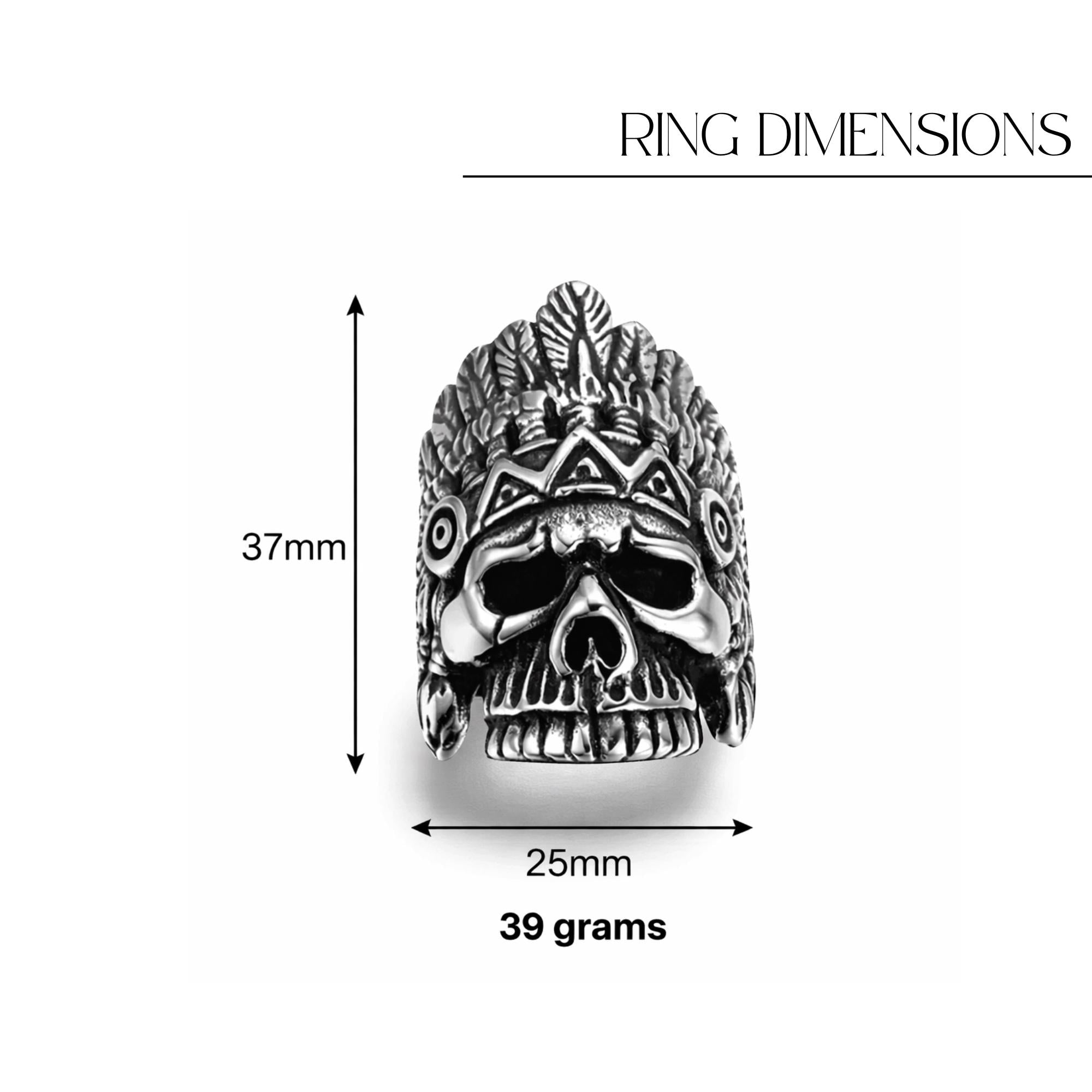 Heavy Skull Biker Ring for Men, Oxidized Stainless Steel Outlaw Statement Ring