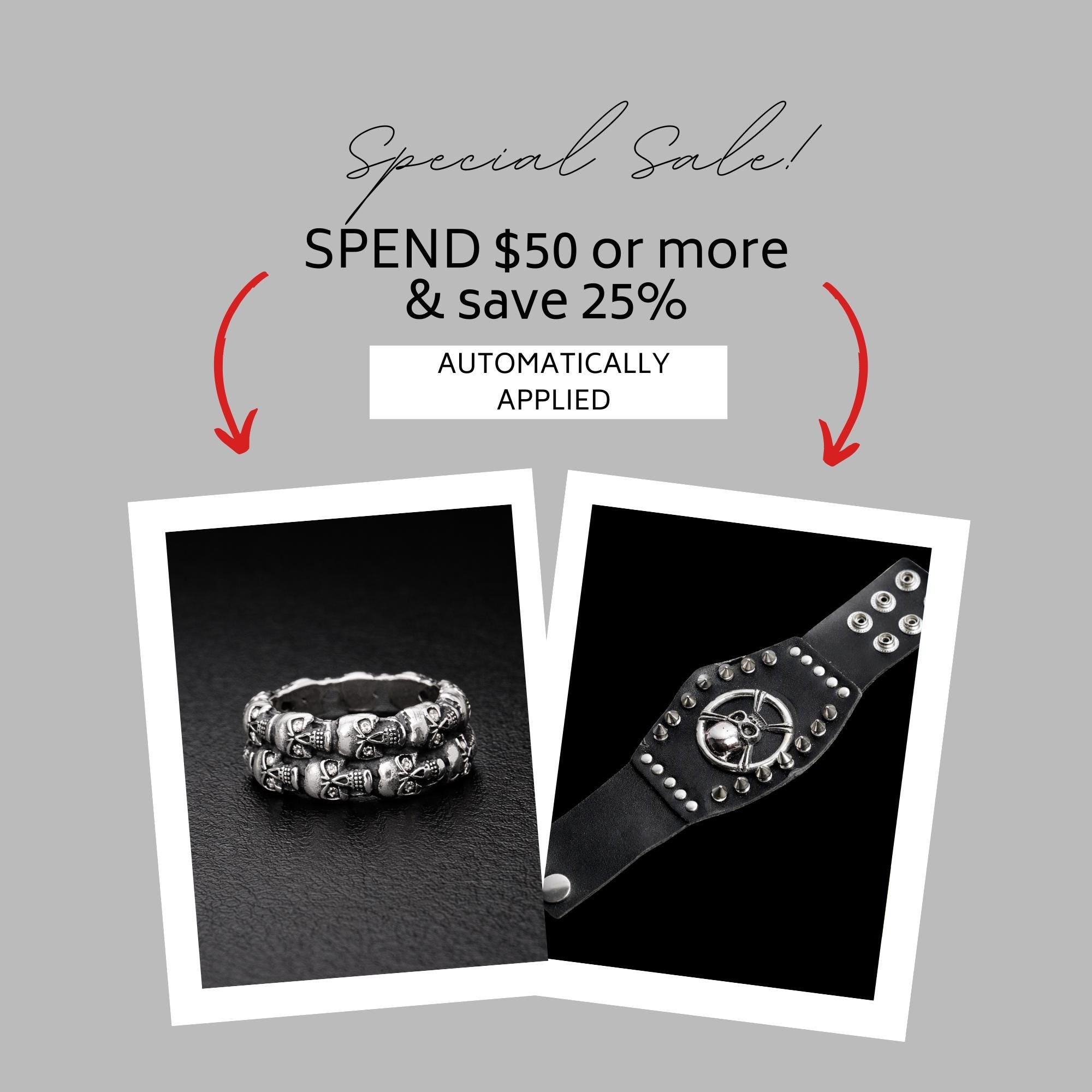 Biker Skull Leather Cuff Bracelet for Men, Faux Leather Wristband with Stainless Steel Studs