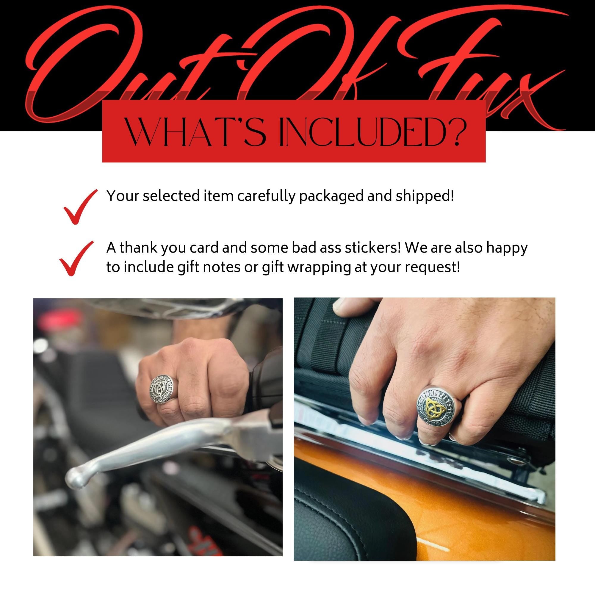 Viking Rune Statement Ring for Men, Norse Mythology Triquetra Ring