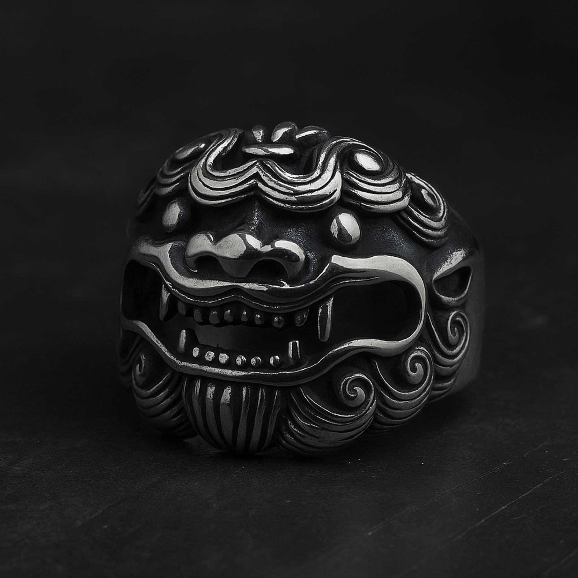 Tribal Mask Stainless Steel Biker Ring: Edgy Men’s Gothic Jewelry Gift