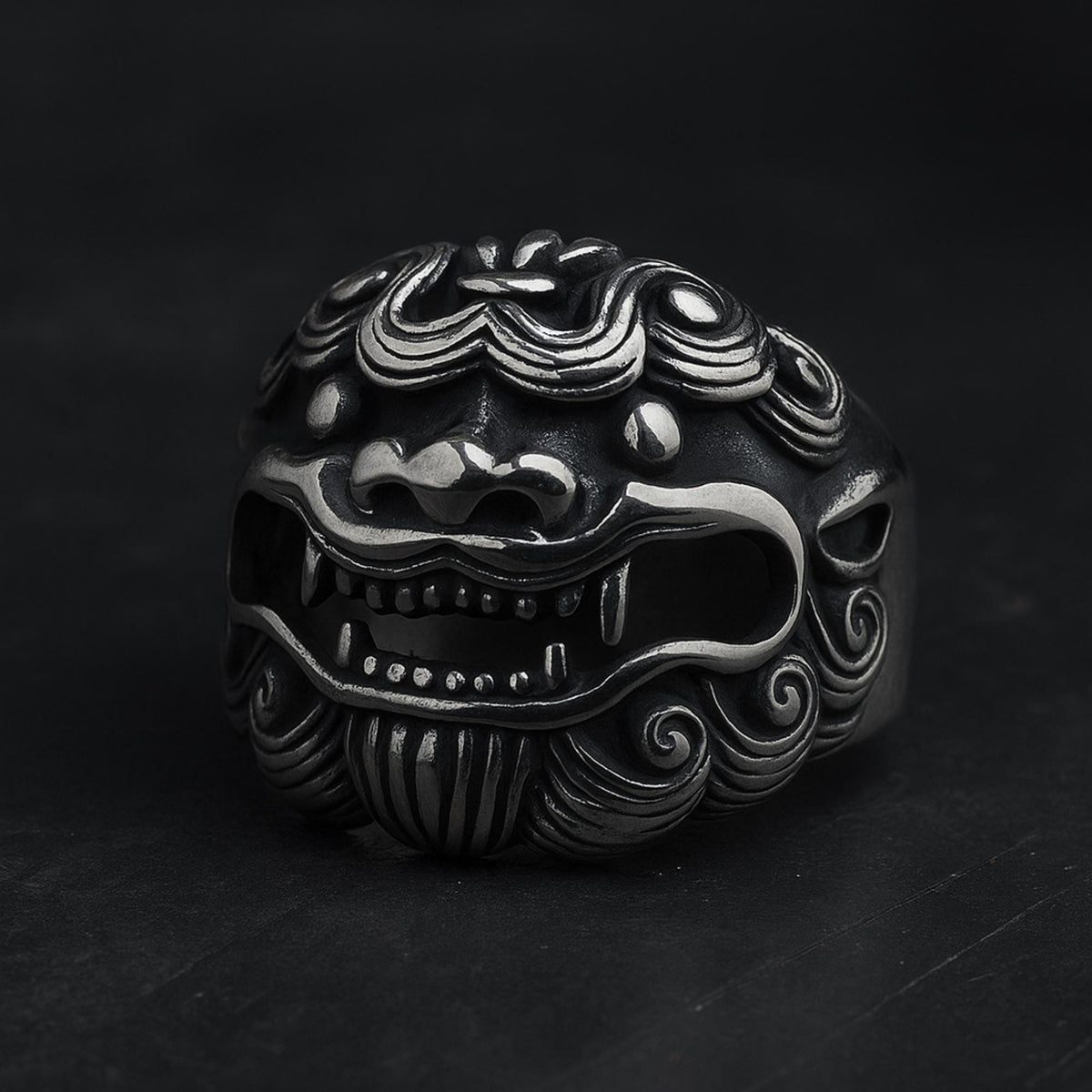 Tribal Mask Stainless Steel Biker Ring: Edgy Men’s Gothic Jewelry Gift