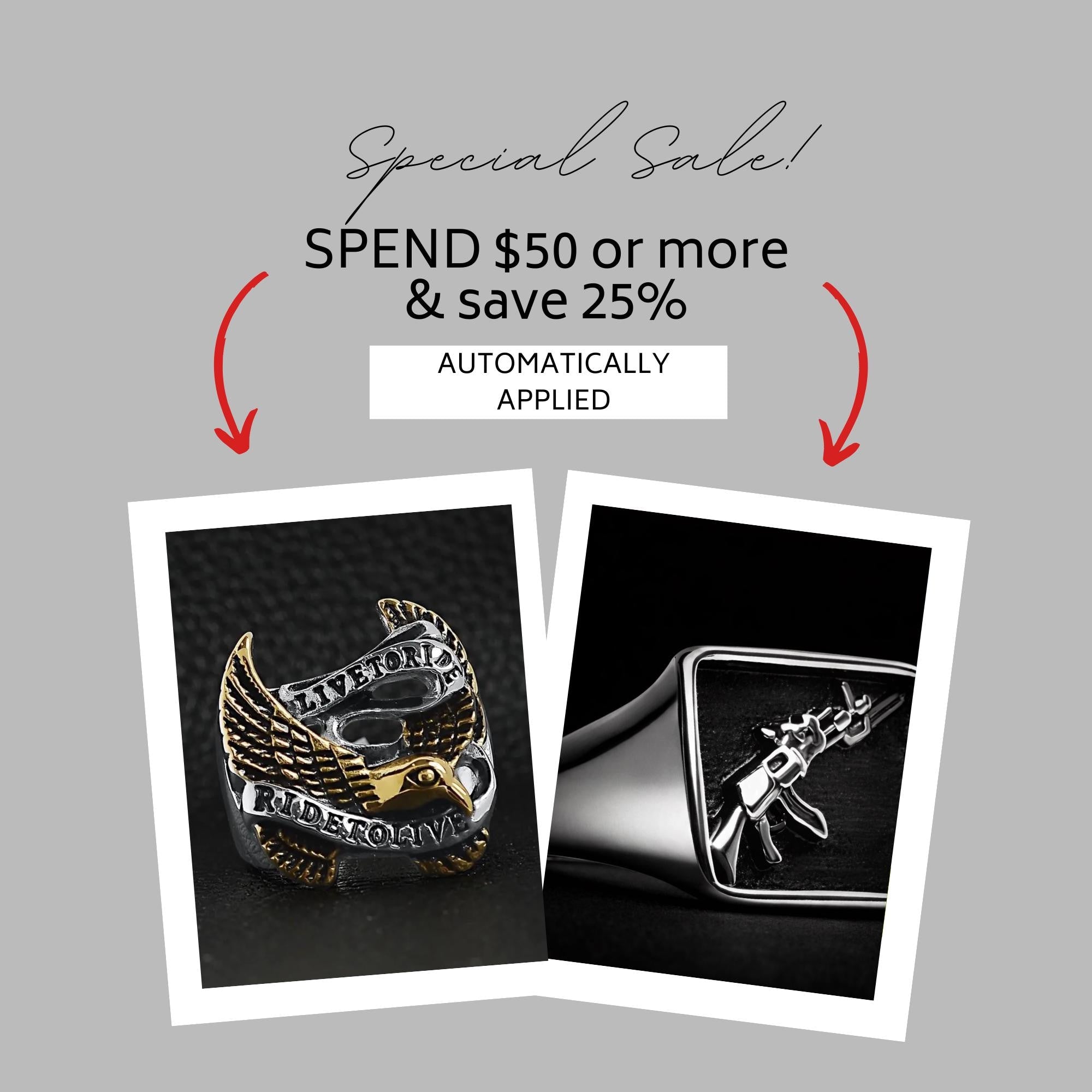 18K Gold Plated Eagle Biker Ring, Bold Statement Jewelry for Men