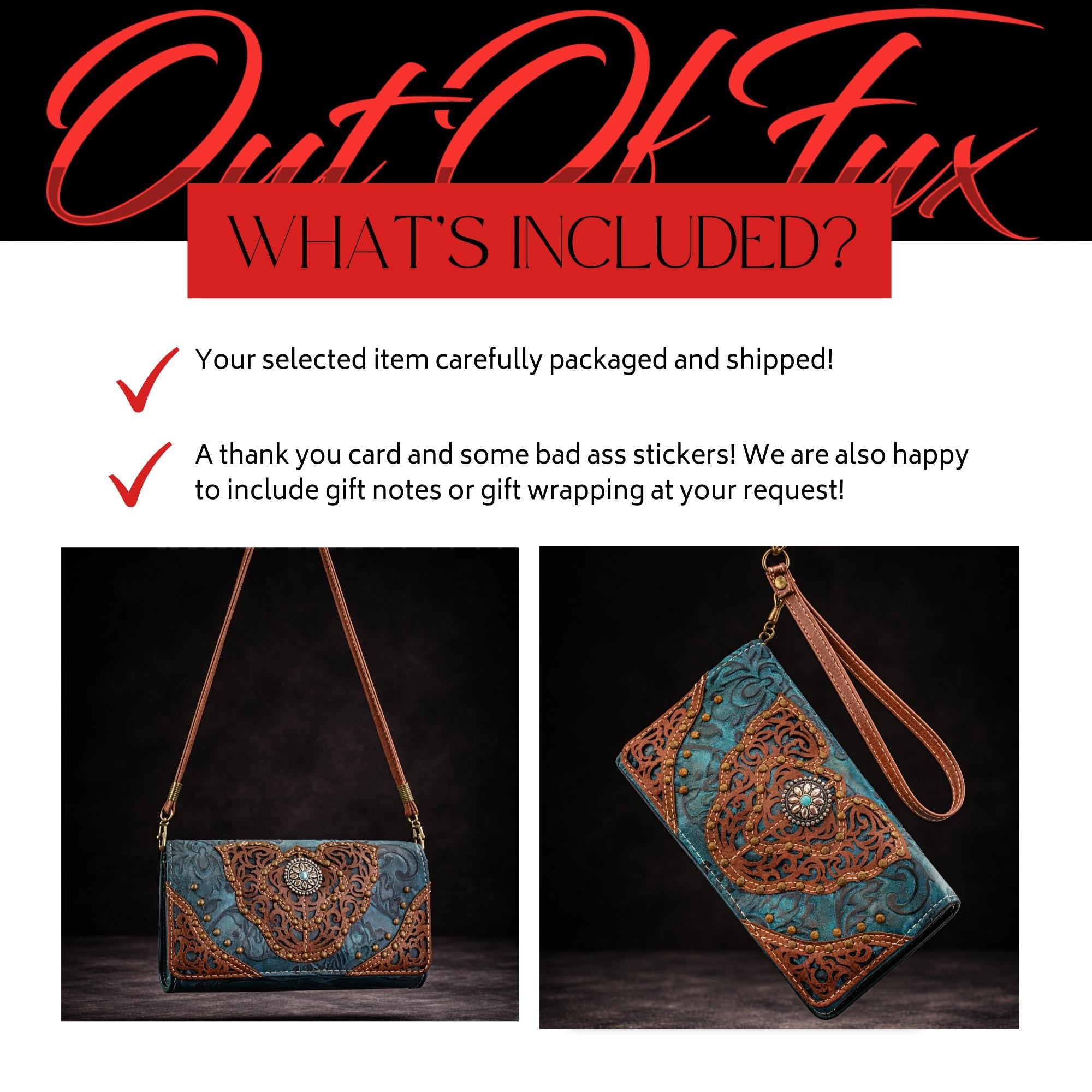 Turquoise Western Wristlet Crossbody Wallet, Tooled Faux Leather Trifold with Strap