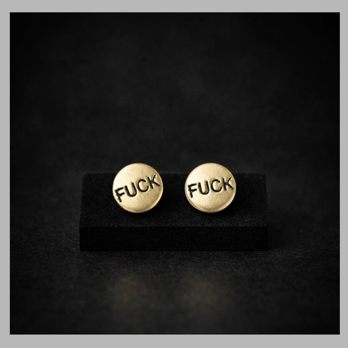 Minimalist Fuck Stud Earrings, Brass Swear Word Jewelry for Bold Style