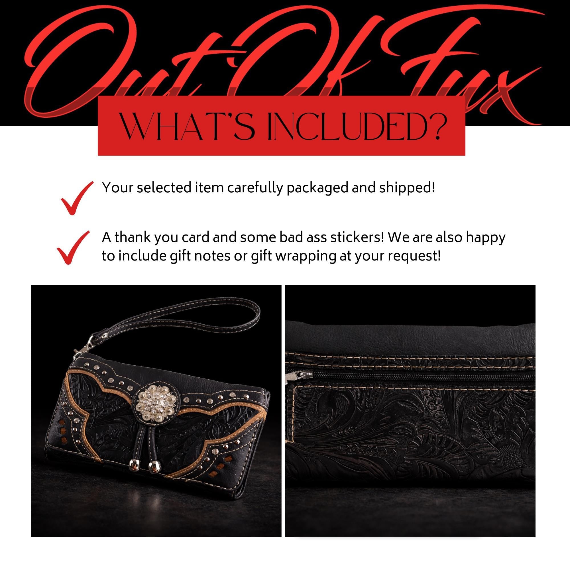 Tooled Western Wallet for Women, Cowgirl Wristlet and Crossbody Wallet with Concho Snap