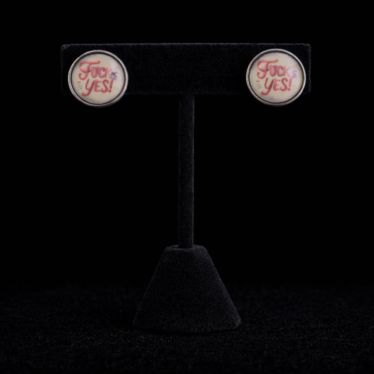 Pink Fuck Yes Stud Earrings, Bold Statement Jewelry for Confident Women