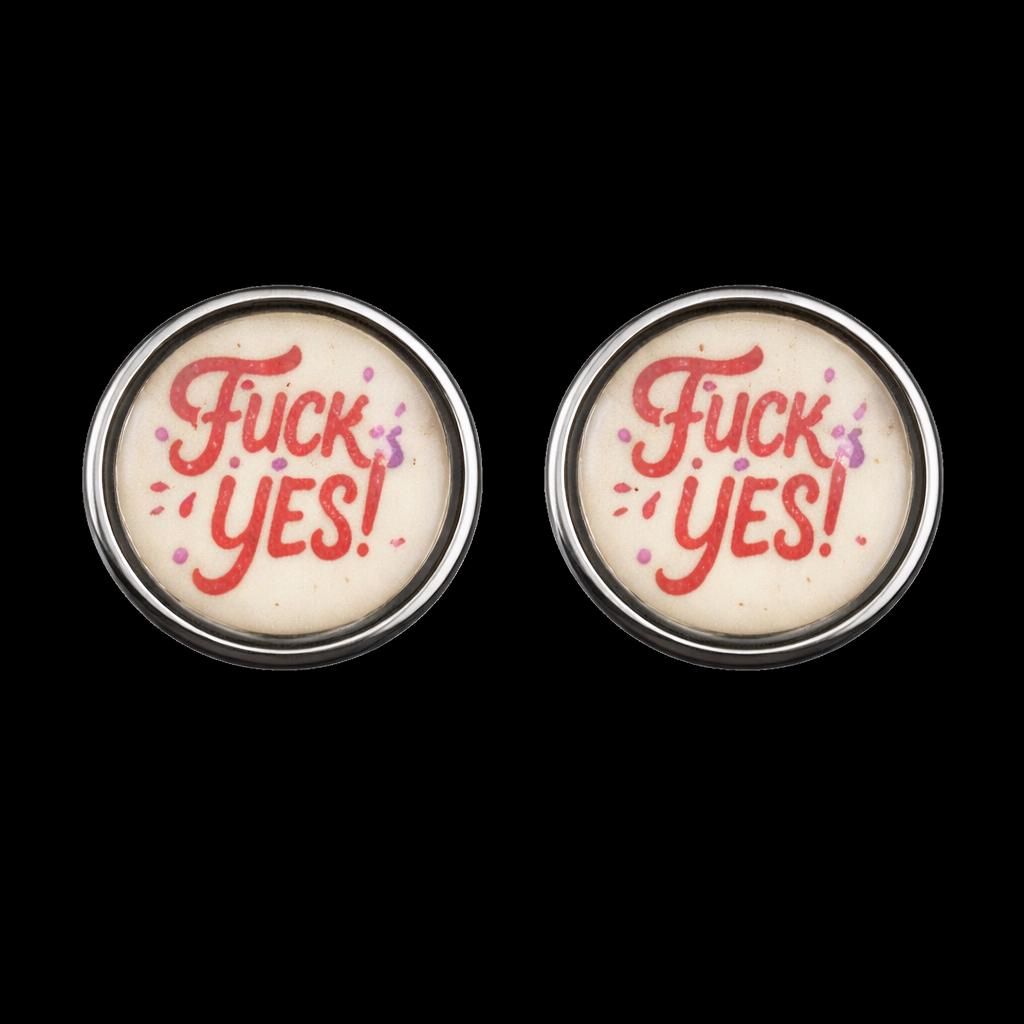 Pink Fuck Yes Stud Earrings, Bold Statement Jewelry for Confident Women