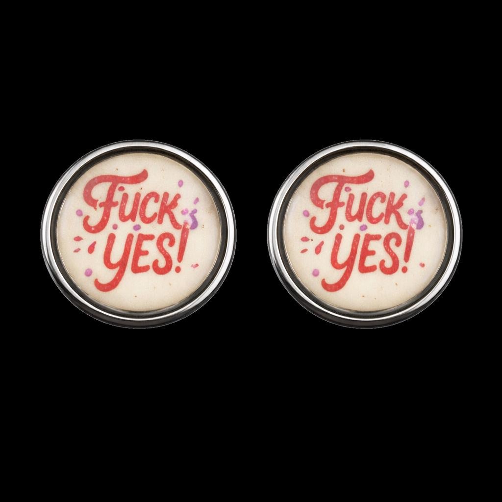 Pink Fuck Yes Stud Earrings, Bold Statement Jewelry for Confident Women