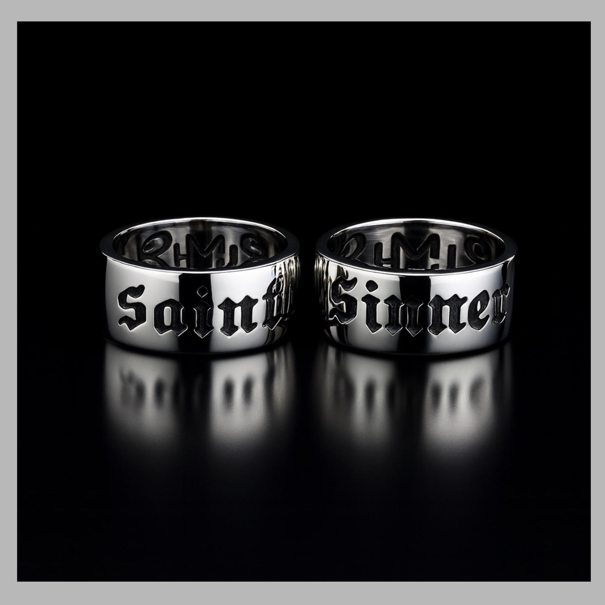 Saint Stainless Steel Biker Ring, Bold Engraved Statement Ring for Men