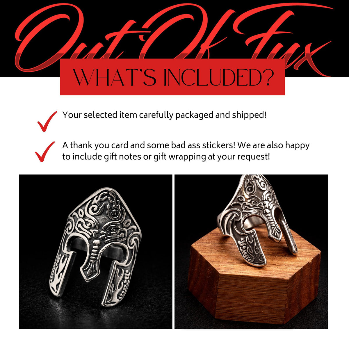Stainless Steel Spartan Mask Ring for Men, Bold Warrior Style Biker Statement Ring