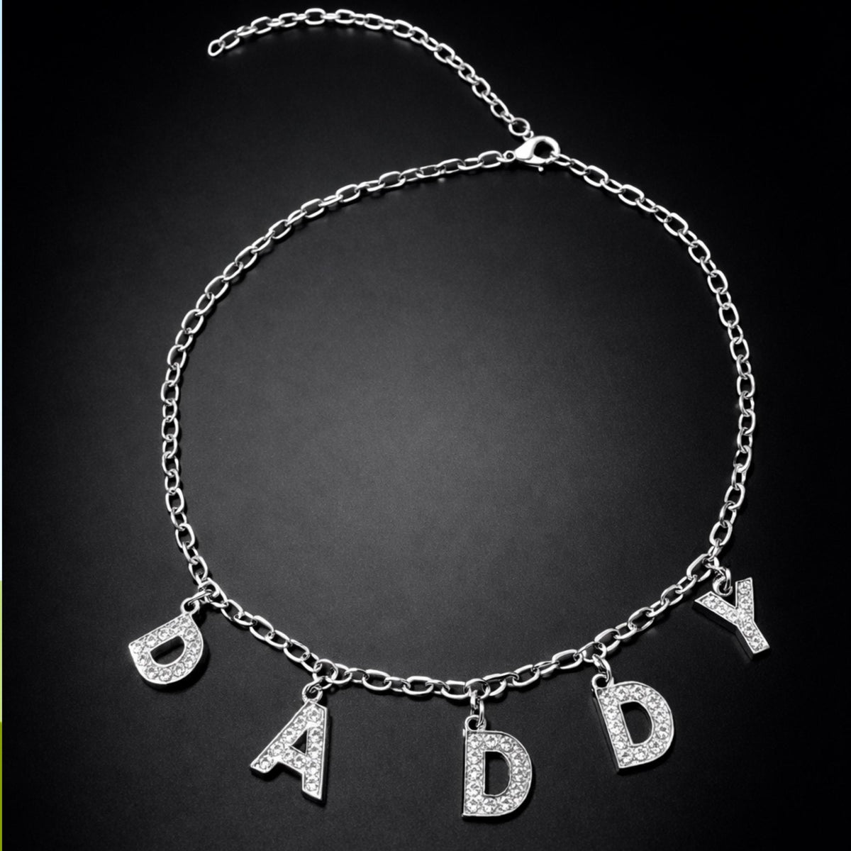 Silver Daddy Necklace with CZ Stones, Stainless Steel Statement Chain for Layered Nightlife Looks