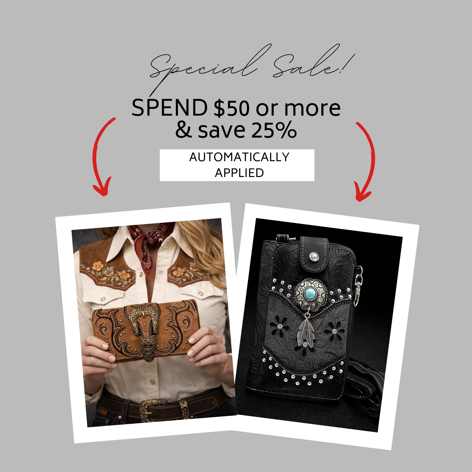 Black and Gray Western Phone Crossbody, Tooled Leather Cowgirl Phone Bag