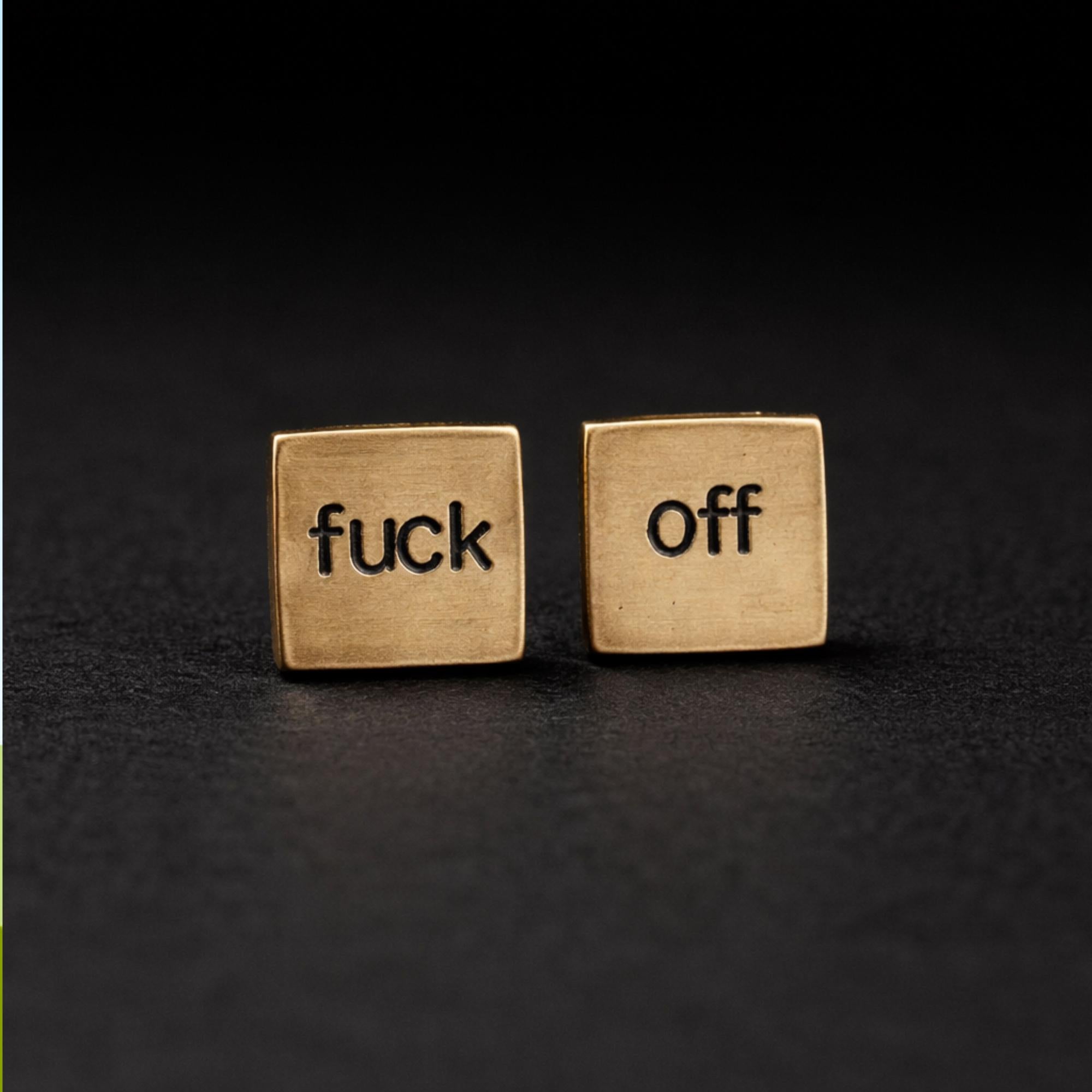 Brushed Brass Fuck Off Stud Earrings, Tiny 8mm Star Studs with Stainless Steel Posts
