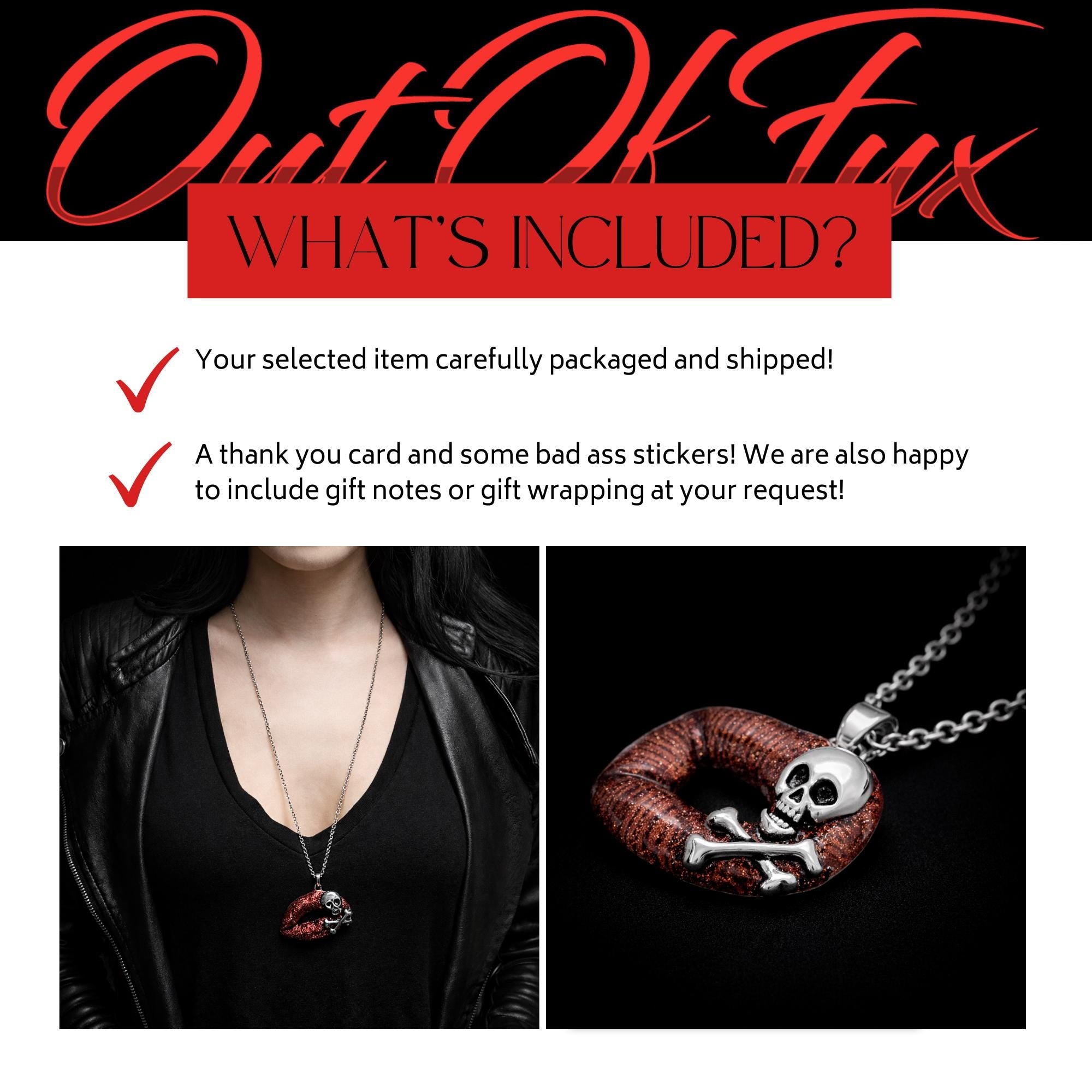 Red Skull Lip Necklace: Stainless Steel Gothic Statement Pendant for Women