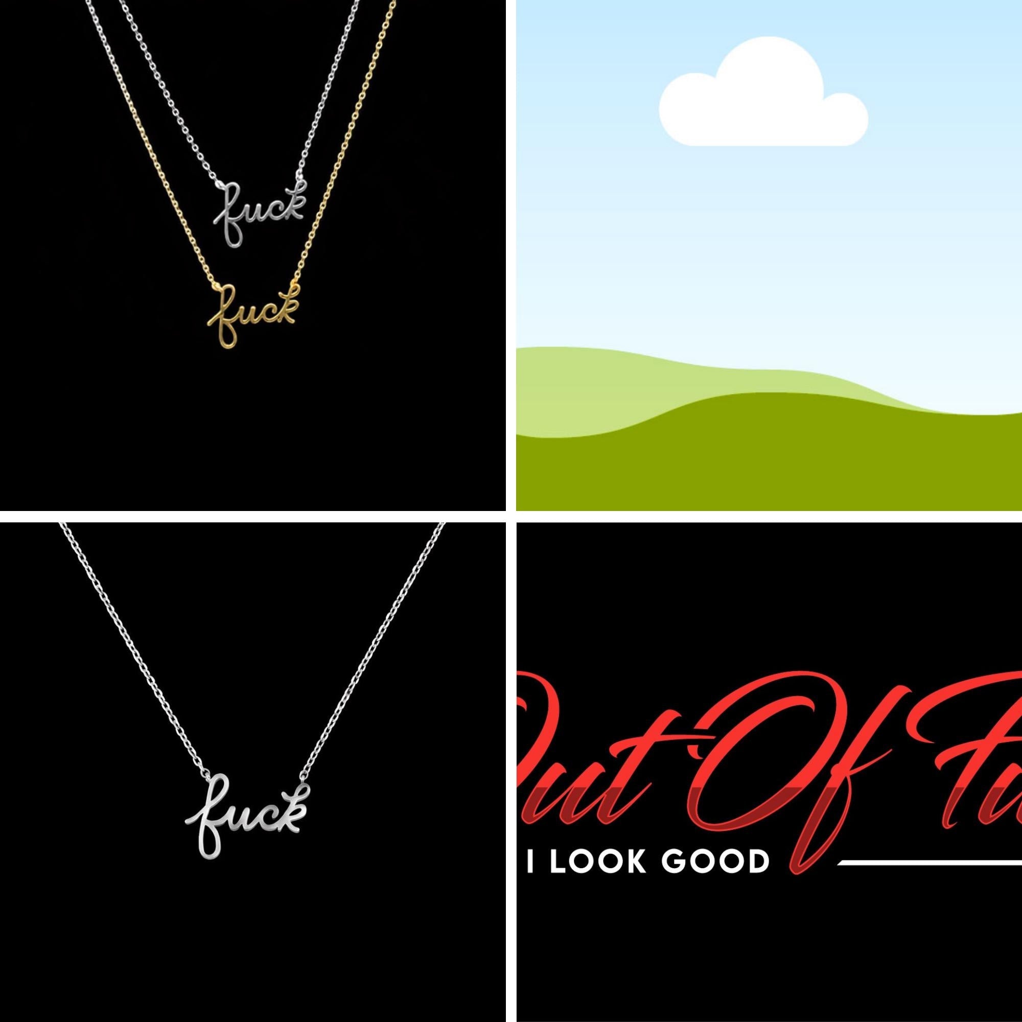 Fuck Script Necklace: 18K Gold Stainless Steel Bachelorette Gift