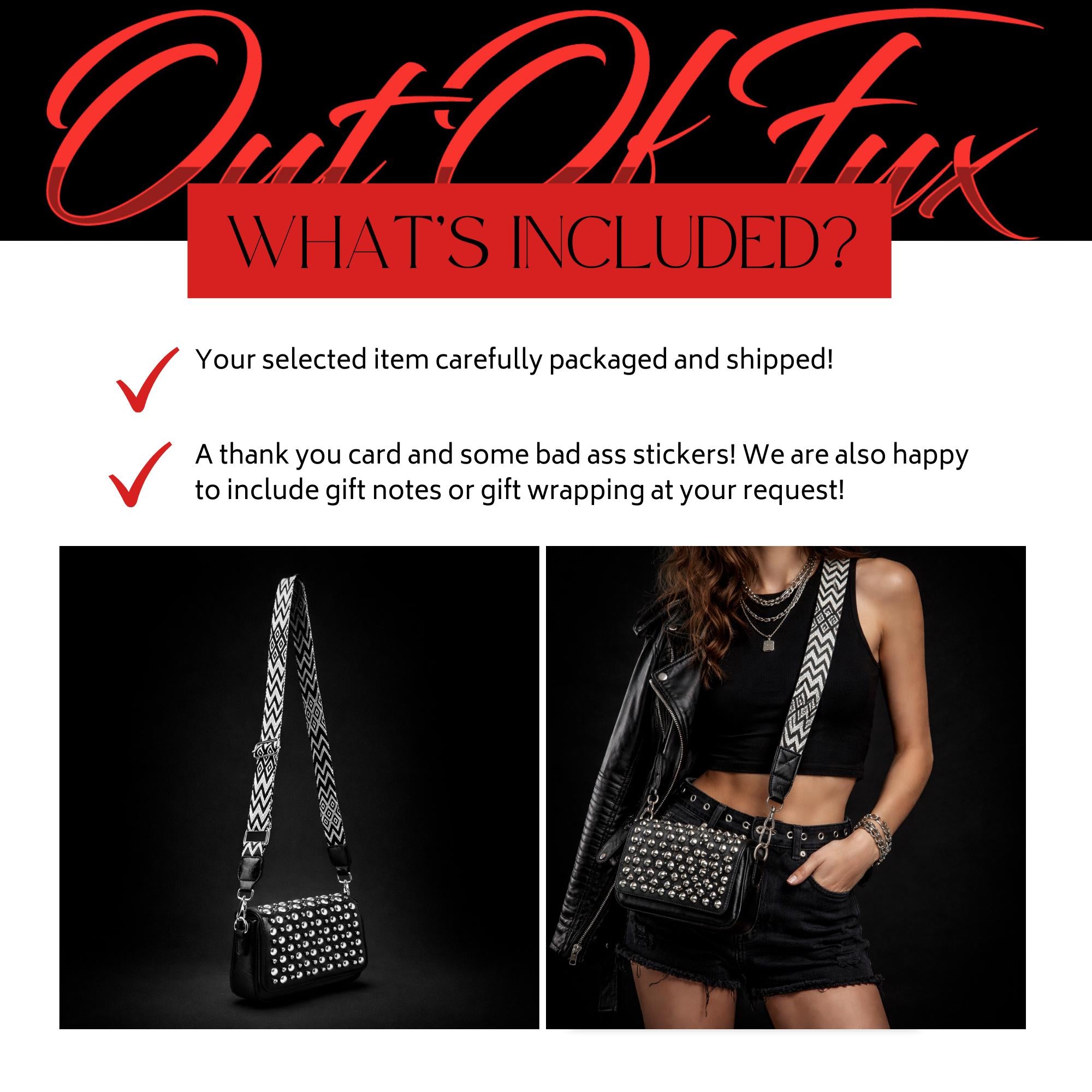 Studded Crossbody Bag for Women, Rock Style Shoulder Purse, Black Faux Leather Studded Handbag, Punk Alt Fashion Night Out Bag