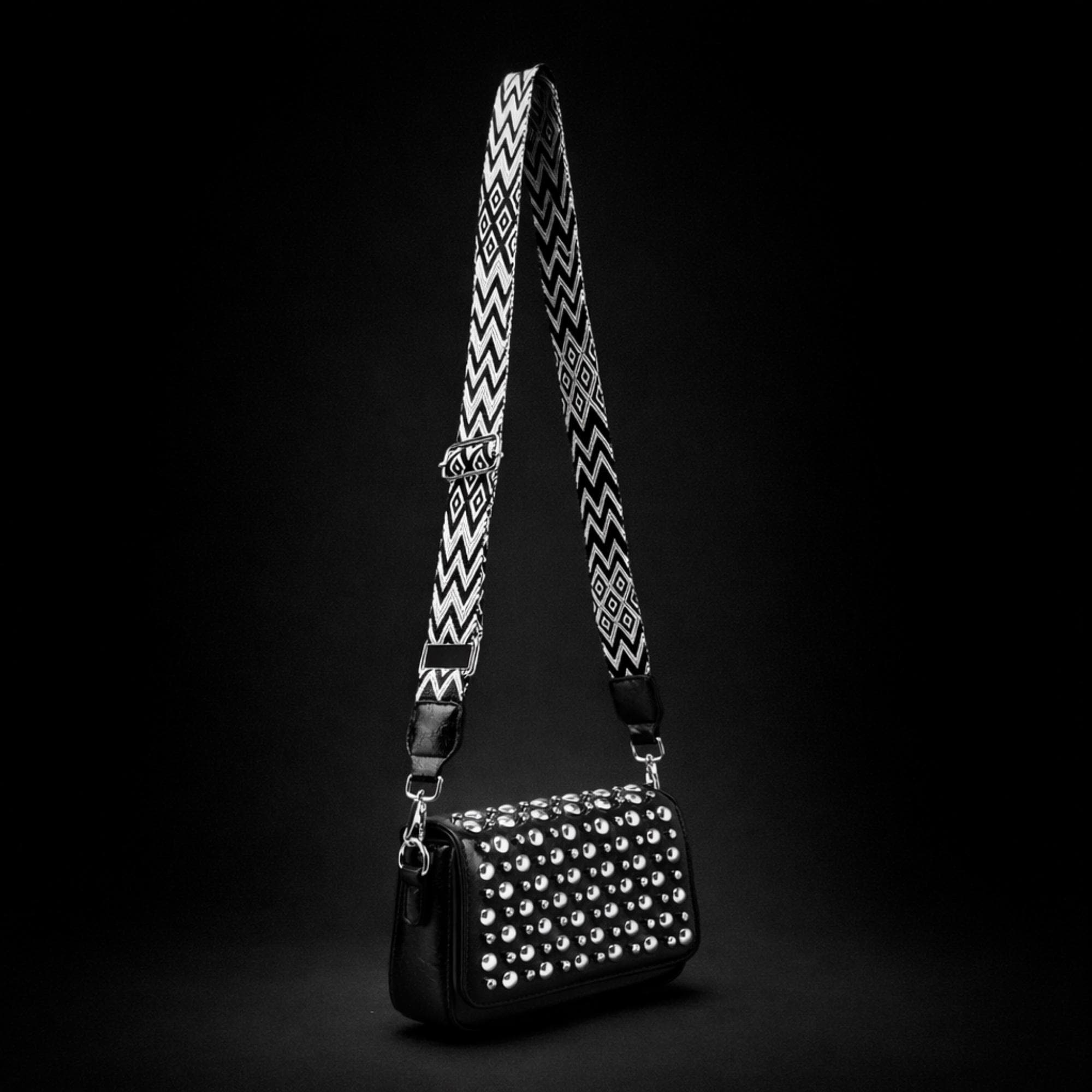 Studded Faux Leather Crossbody Bag, Rock Style Shoulder Purse, Punk Alt Fashion