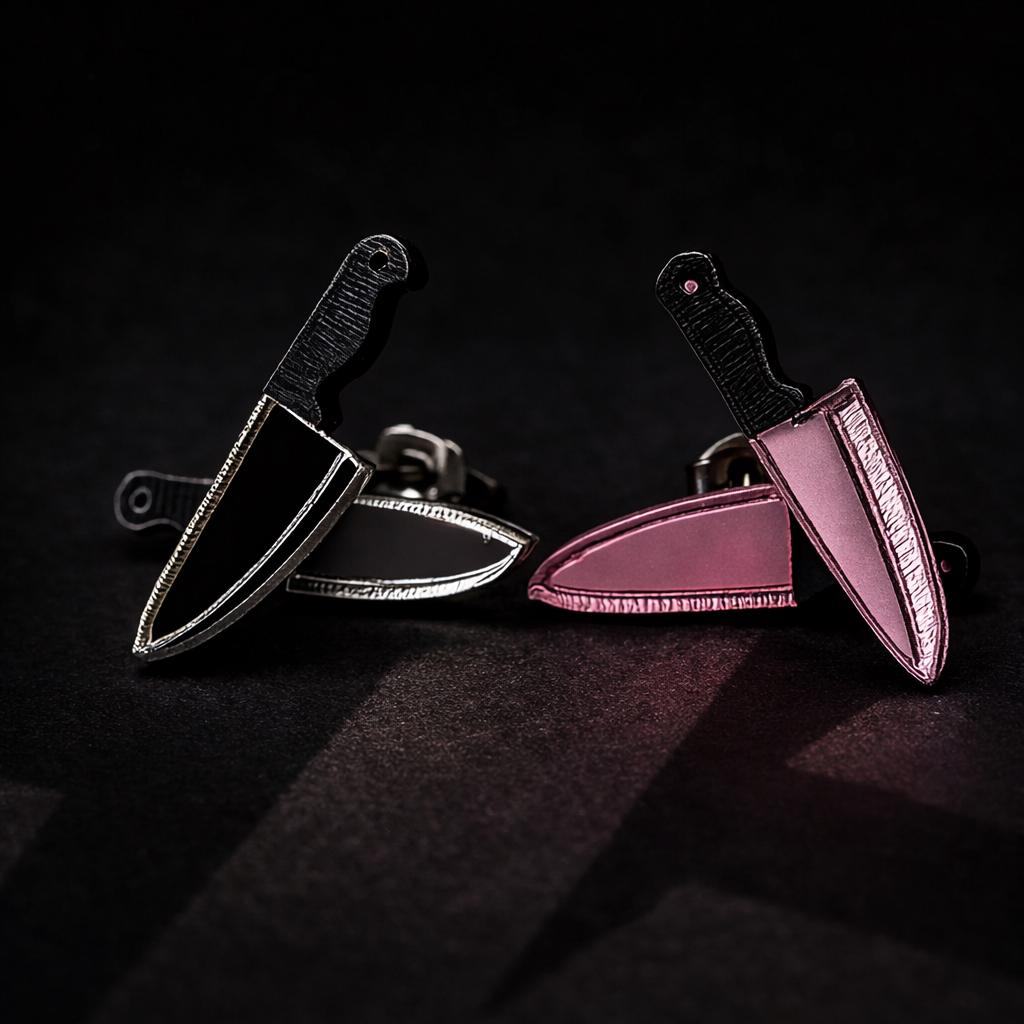 Handmade Horror Knife Stud Earrings: Goth Punk Acrylic Jewelry